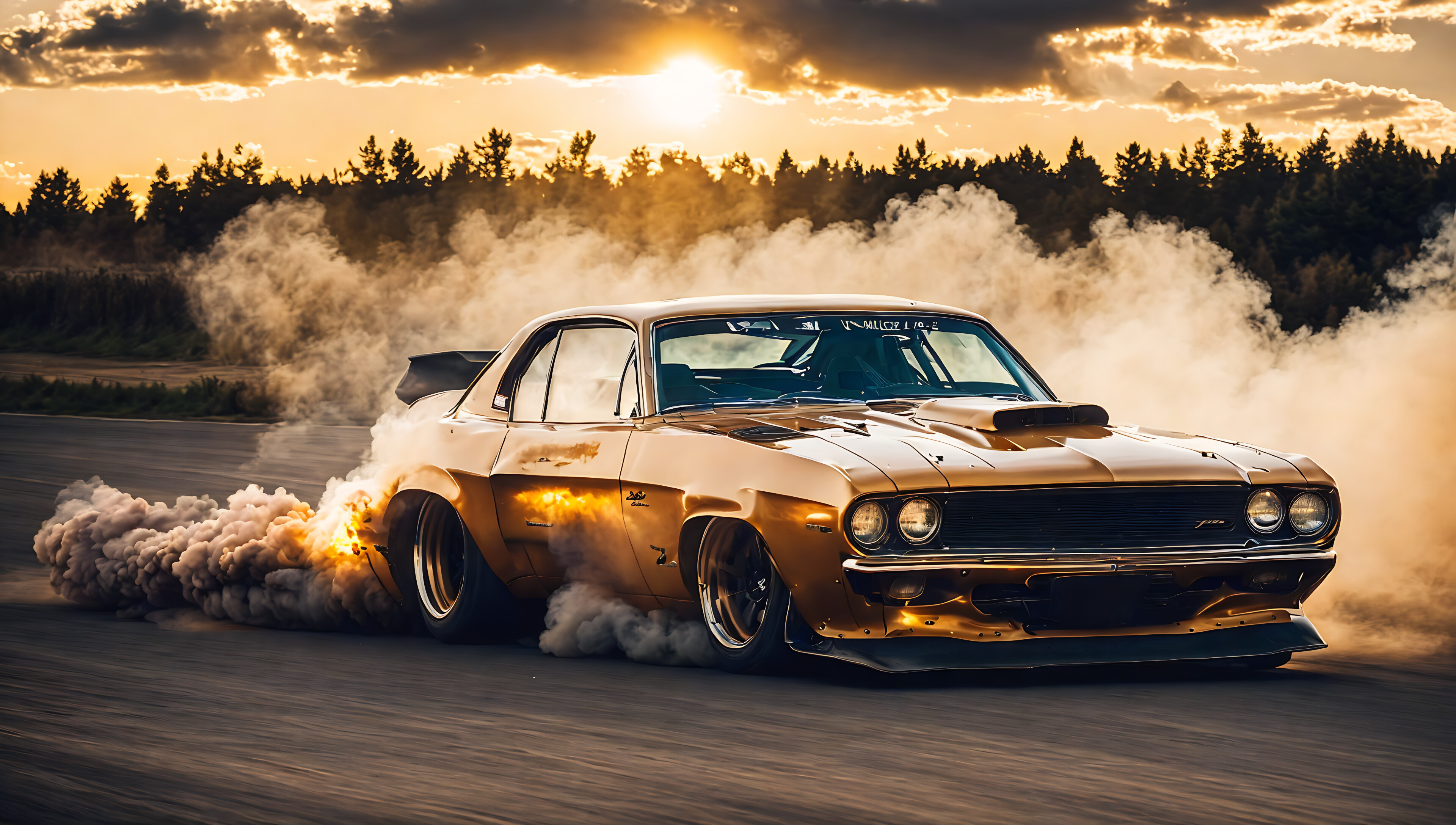 4K Wallpaper: Muscle cars on track, r