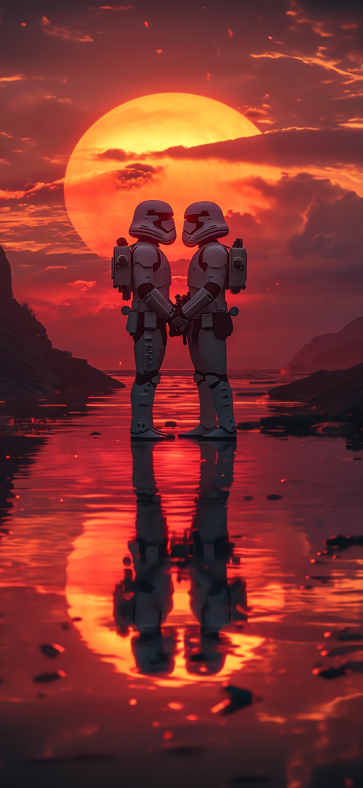 Sci Fi Sunset Romance IPhone Wallpaper