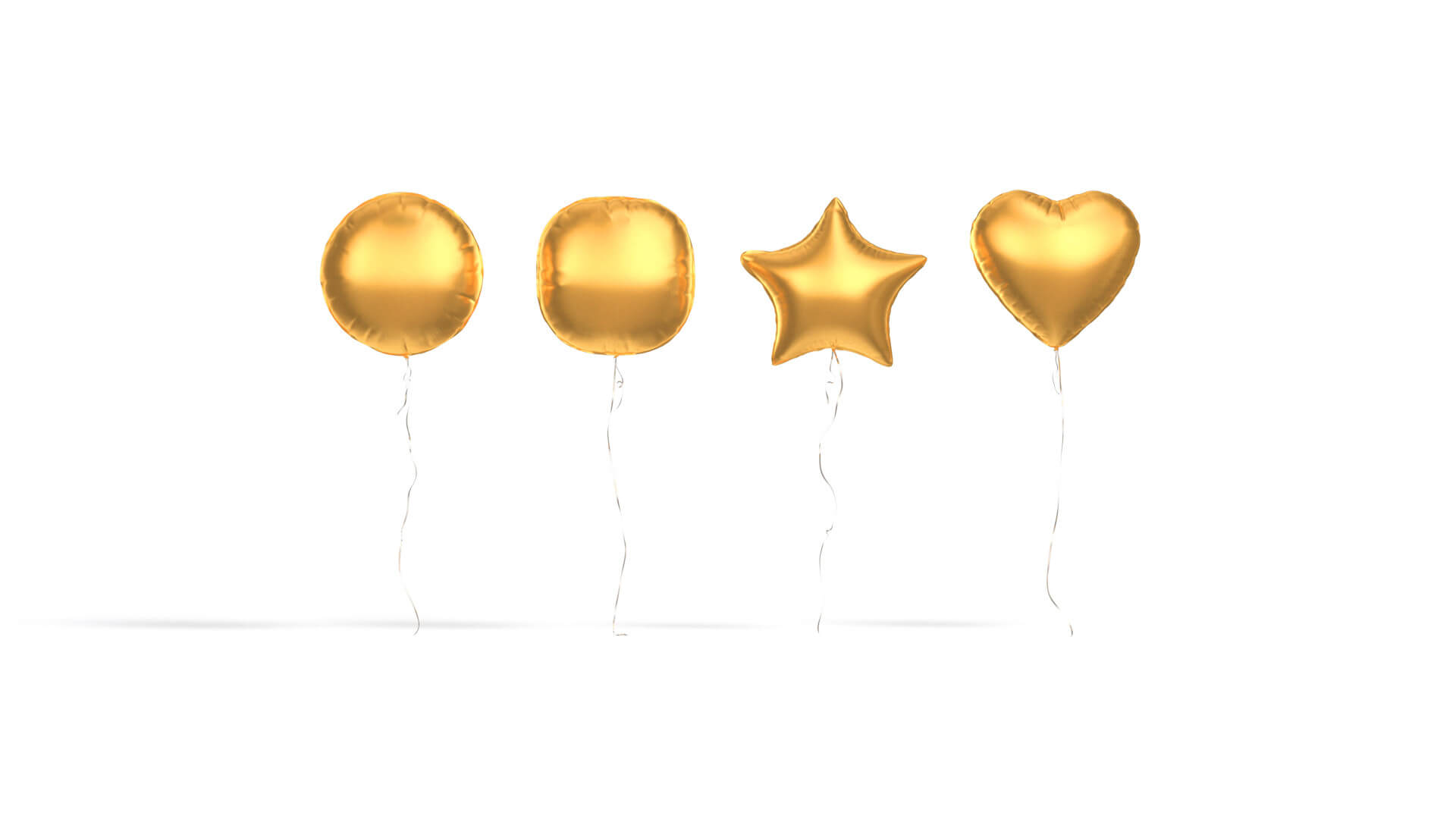 Gold Helium Balloons Set Foil Gift