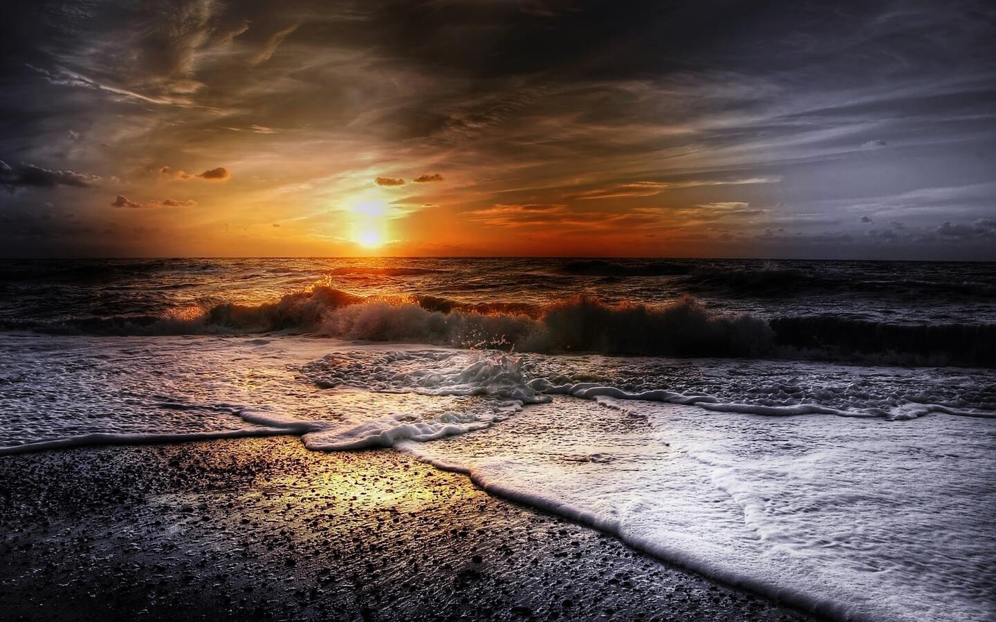 Beach Summer Sunset Waves