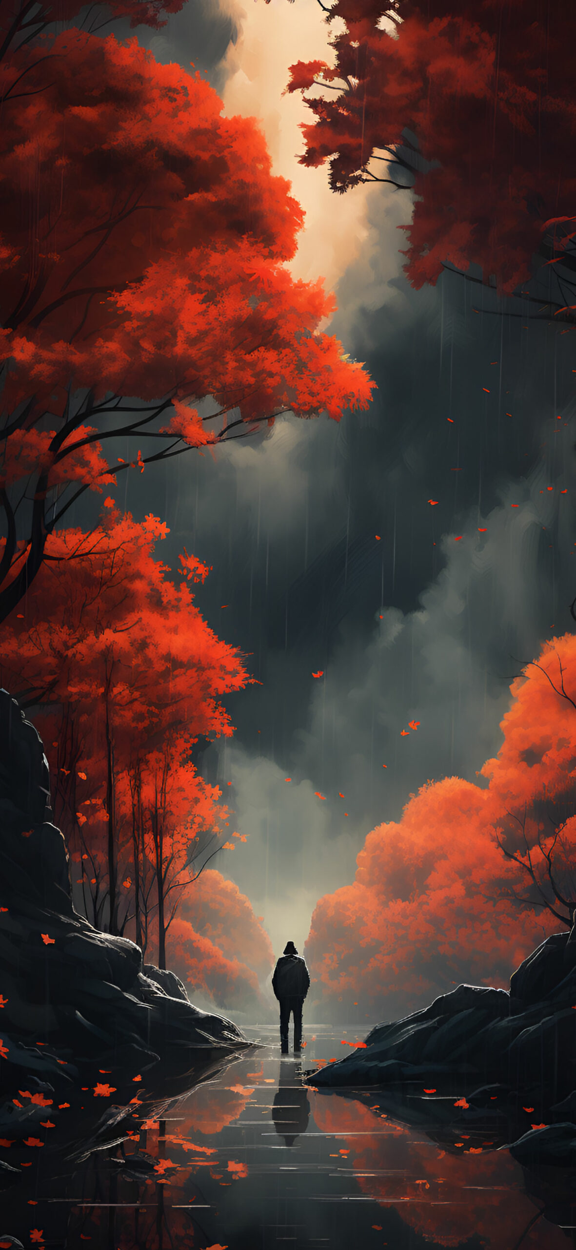 Thunderstorm in the Autumn Forest