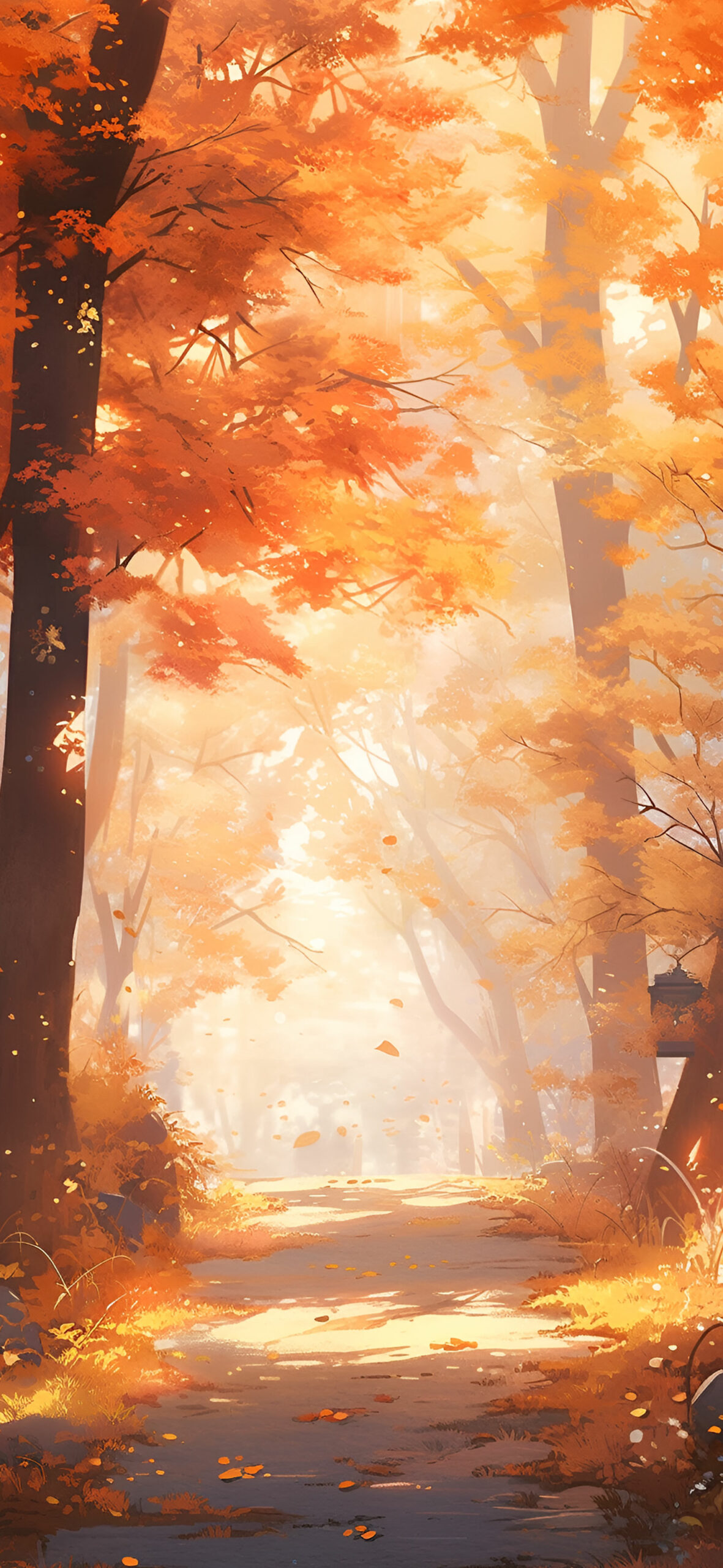 Fall Aesthetics Sunny Forest Wallpaper