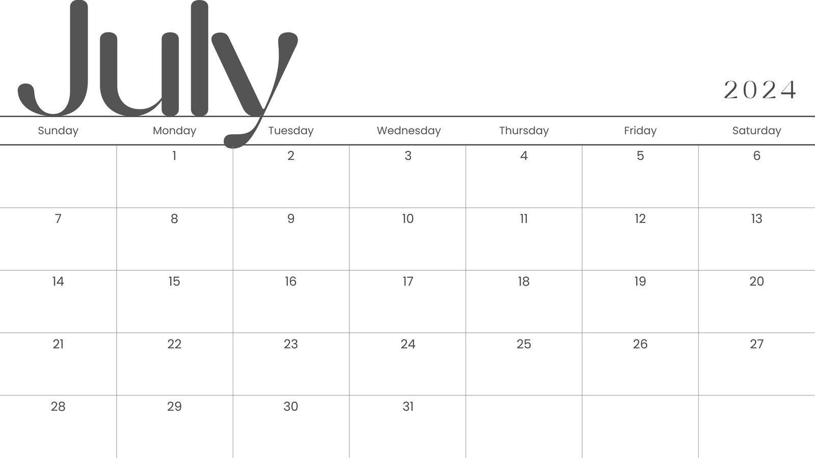 July 2024 calendar