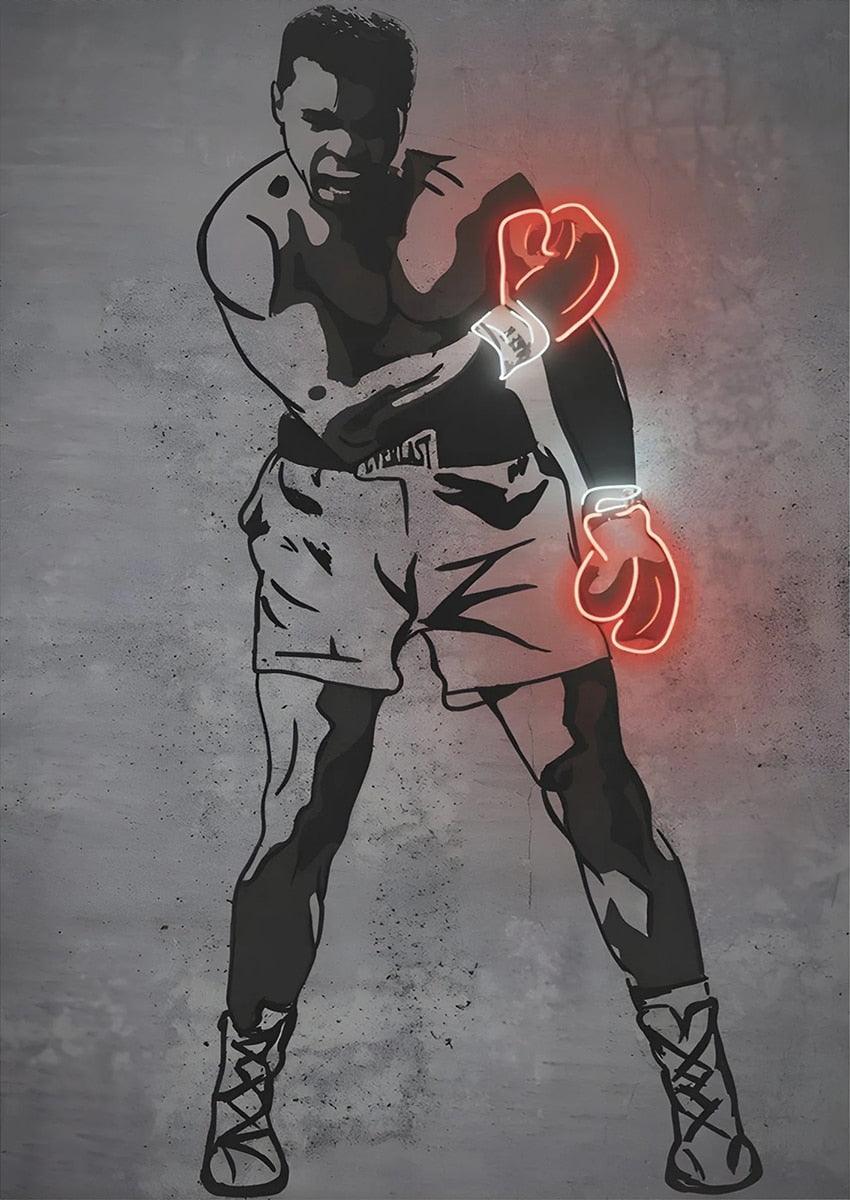 Muhammad Ali Red Neon Effect Poster