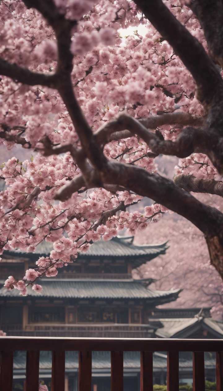 A view of a dark cherry blossom tree