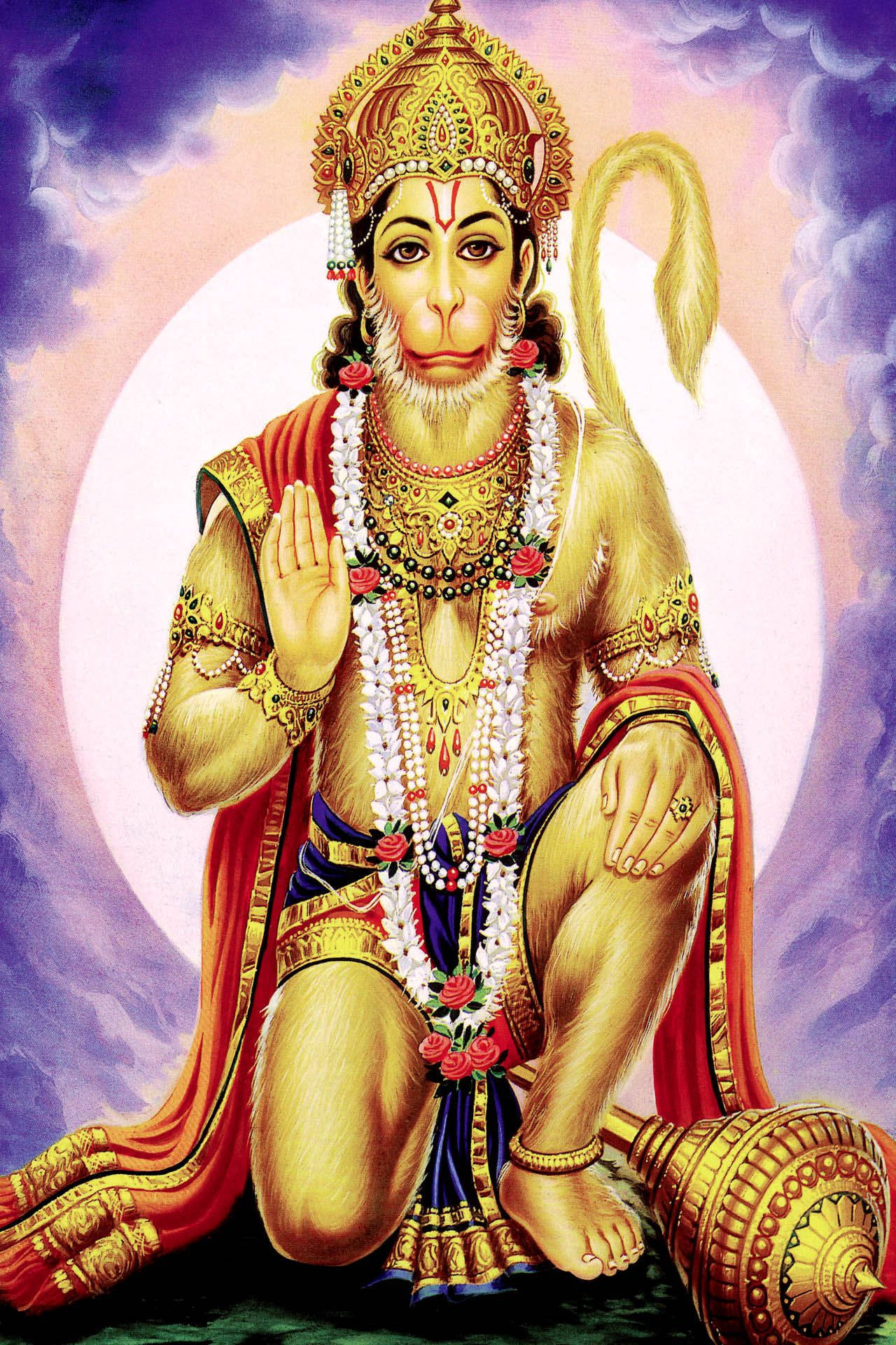 Download God Mobile Hindu God Hanuman Kneeling Wallpaper