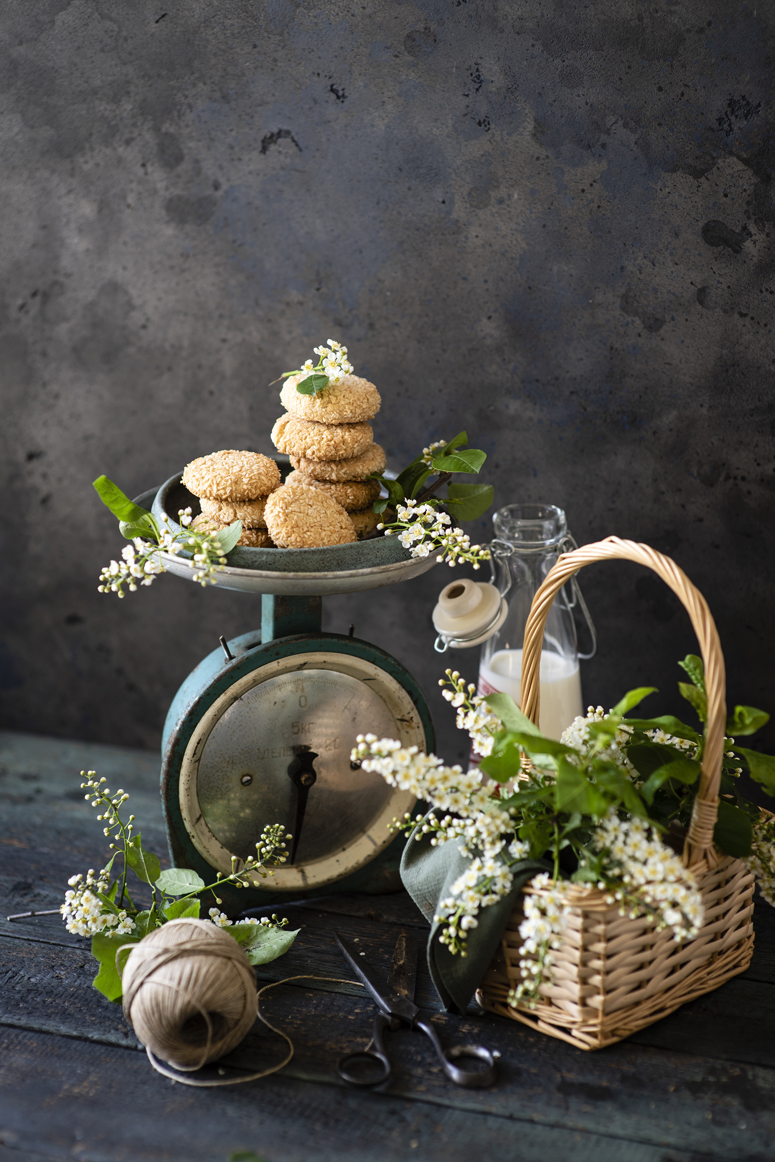 Wallpaper Wicker basket Food Cookies