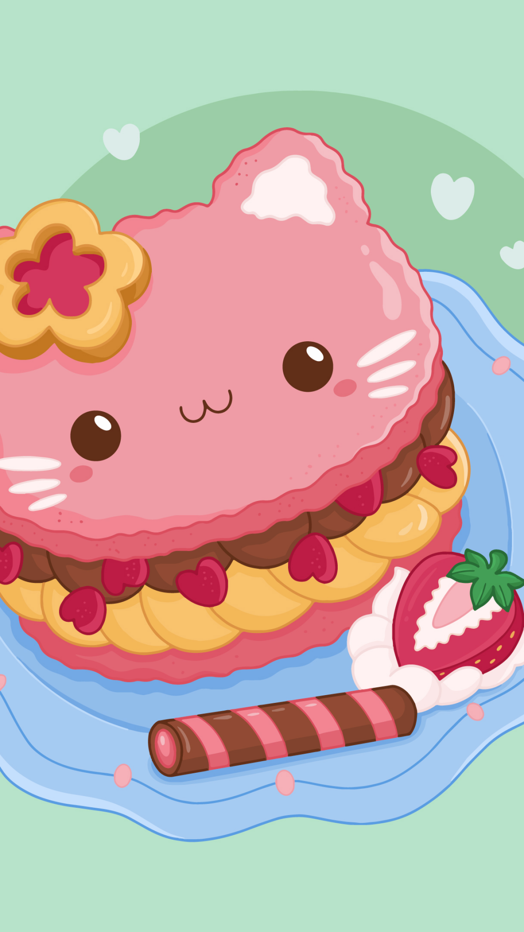 Wallpaper 4K, Kawaii food, Kawaii cupcake