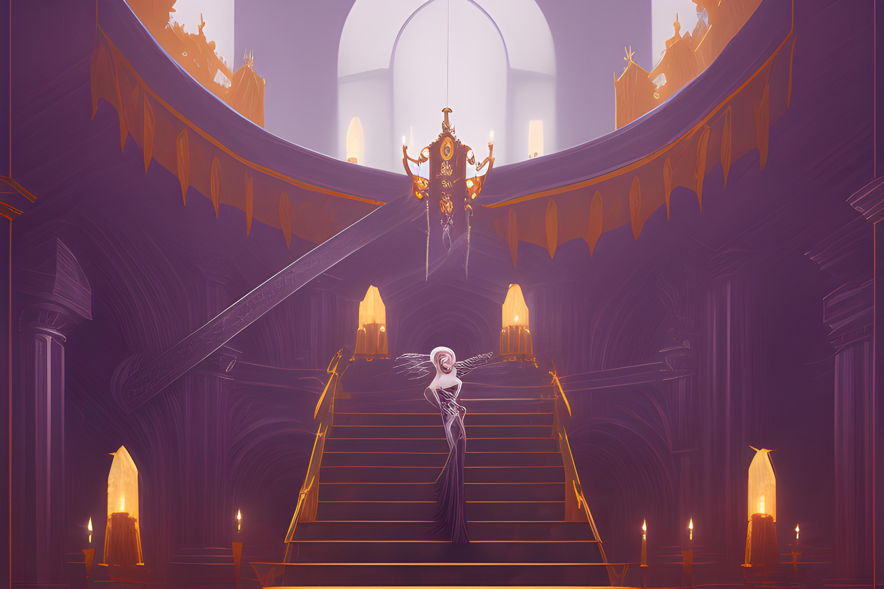 In a dark palace, a goth queen is