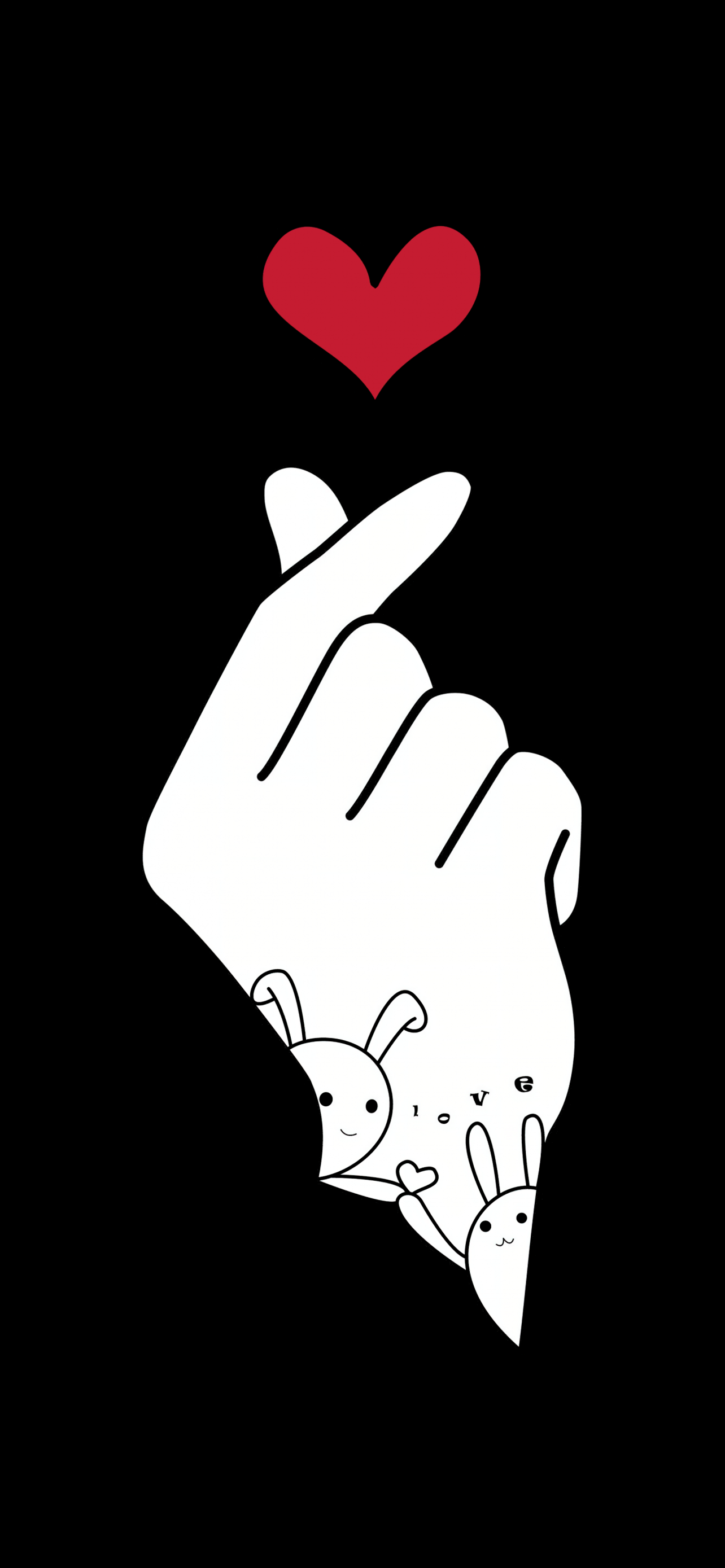 Finger heart Wallpaper 4K, AMOLED, K