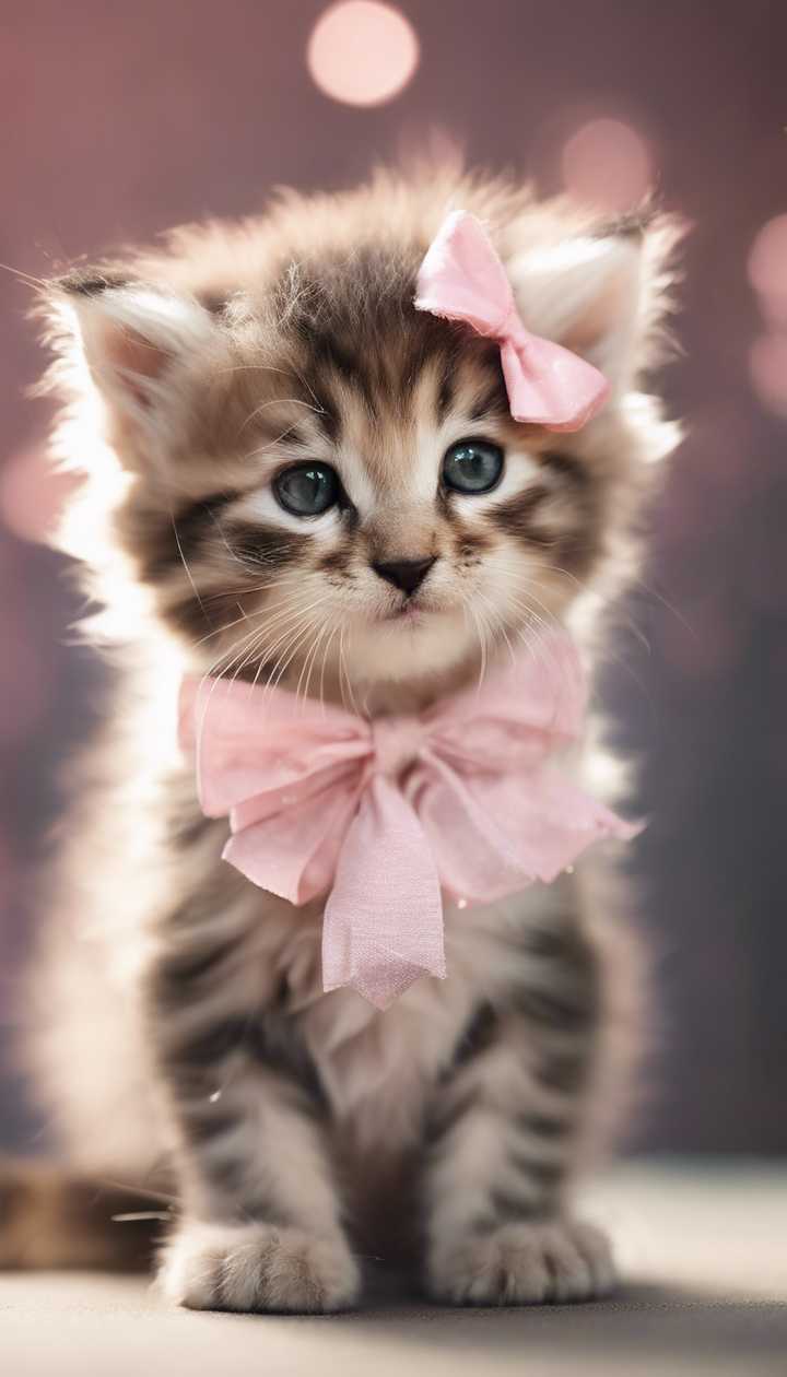 A fluffy baby kitten with soft pink