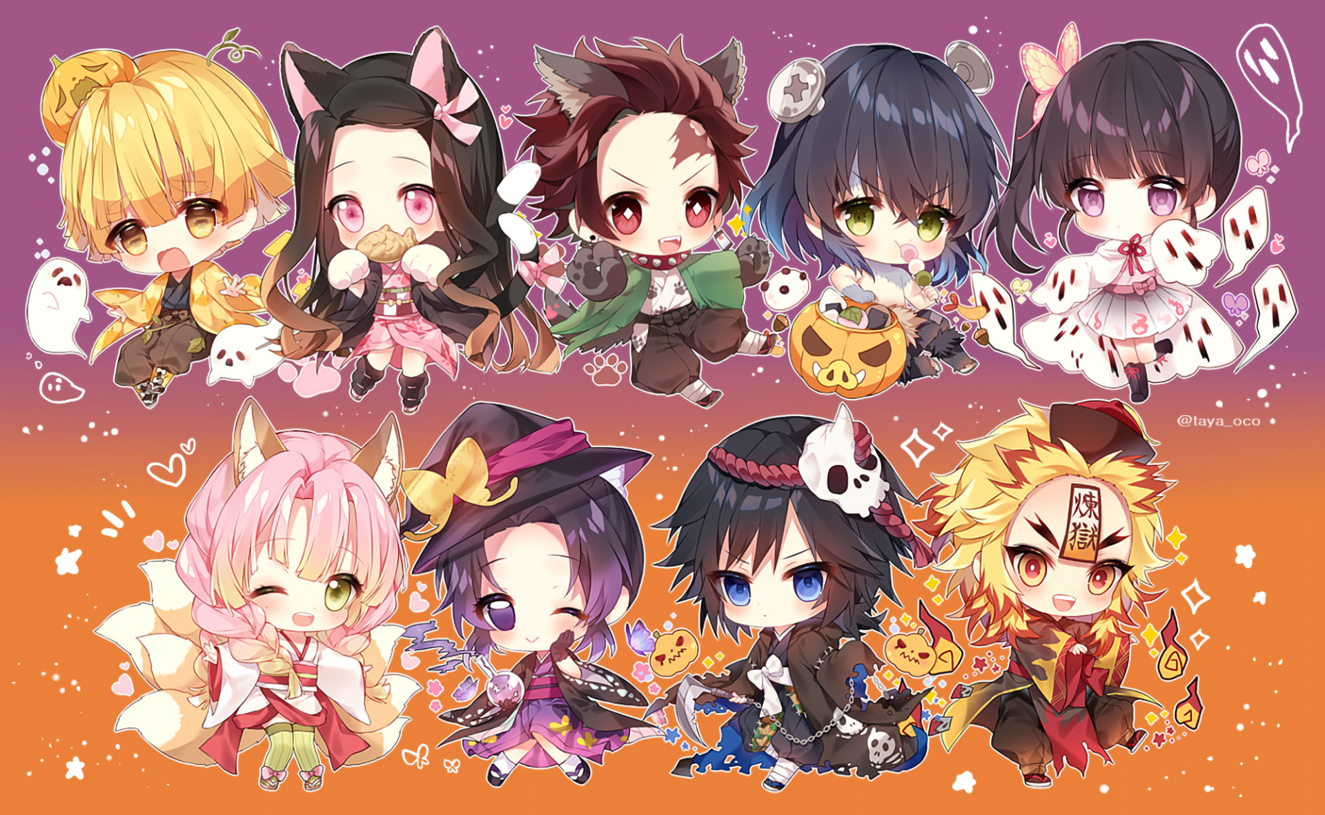 Demon Slayer Chibi Halloween HD