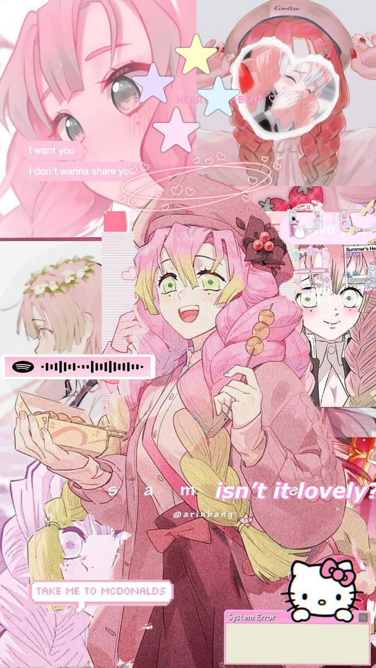 pink mitsuri wallpaper. イラスト, 壁紙