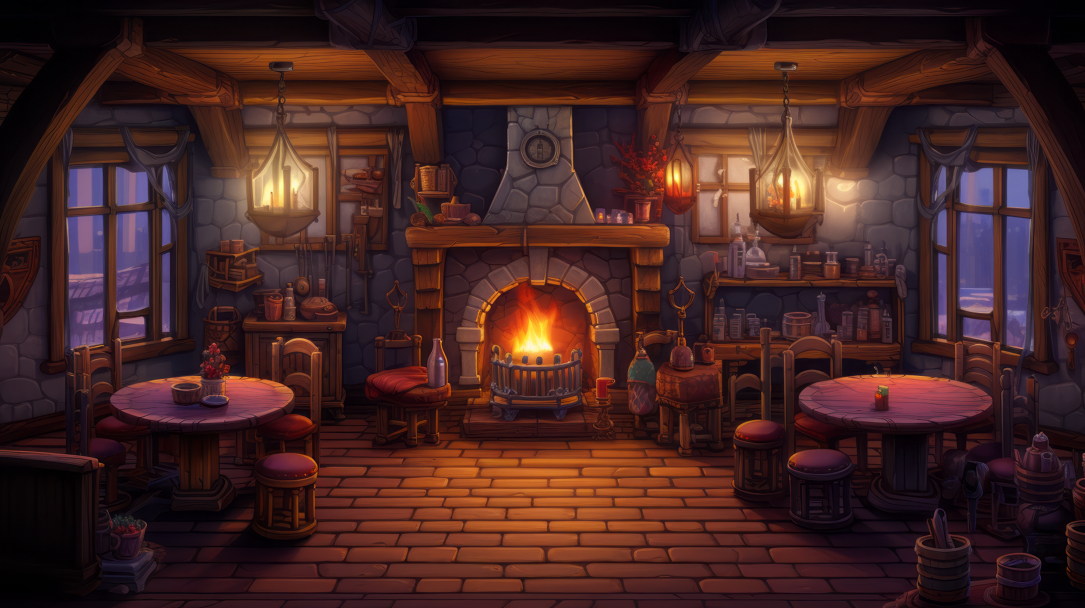 Cozy Medieval Tavern HD Wallpaper