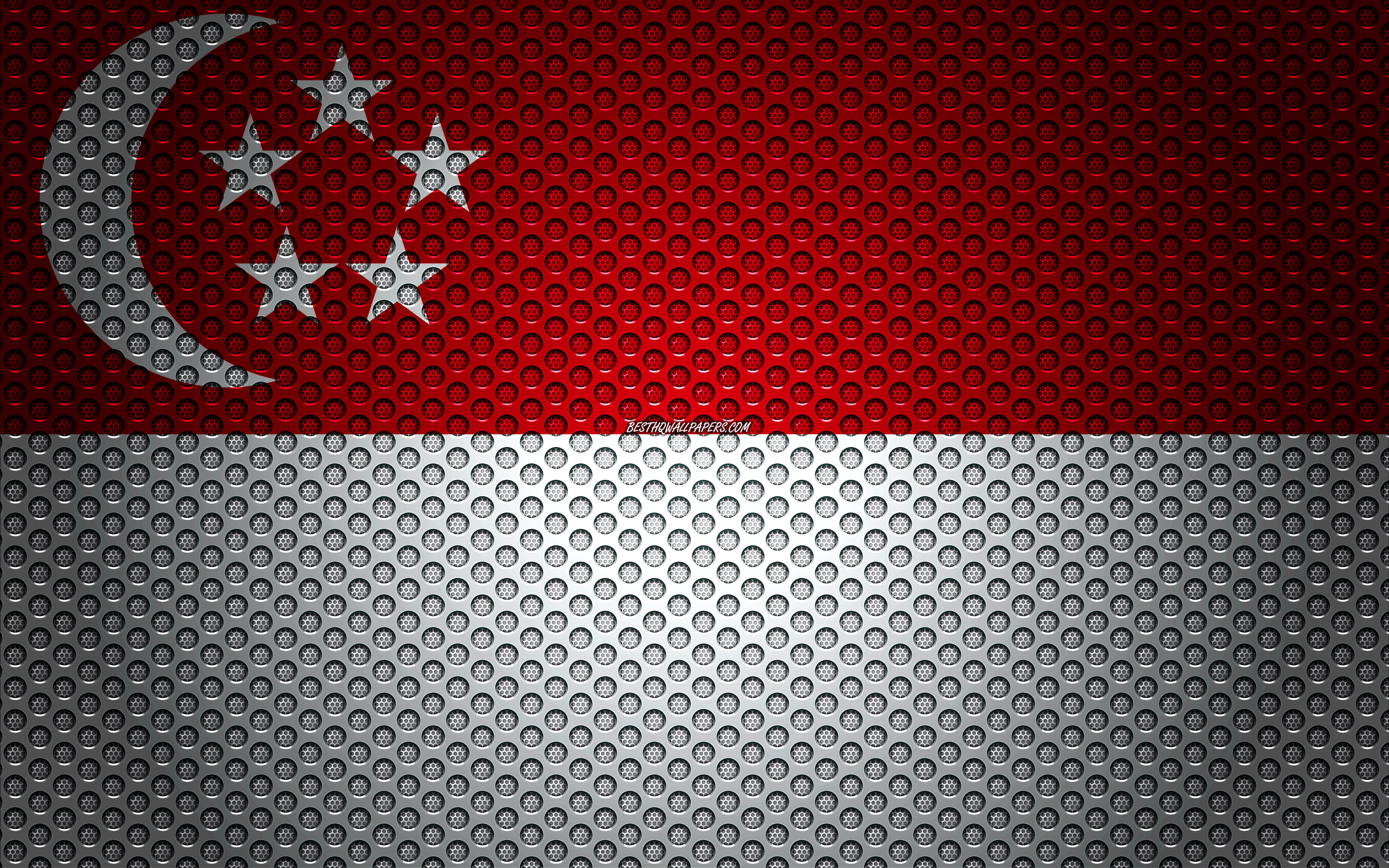 metal mesh texture, Singapore flag