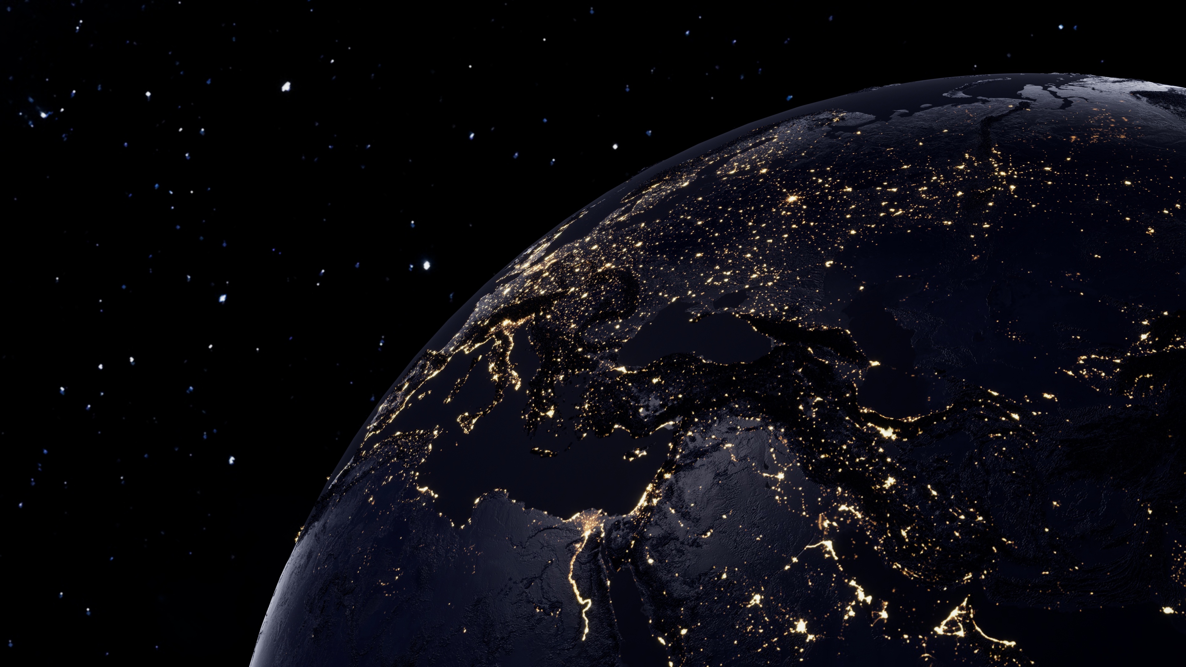 Planet Earth Wallpaper 4K, Night view