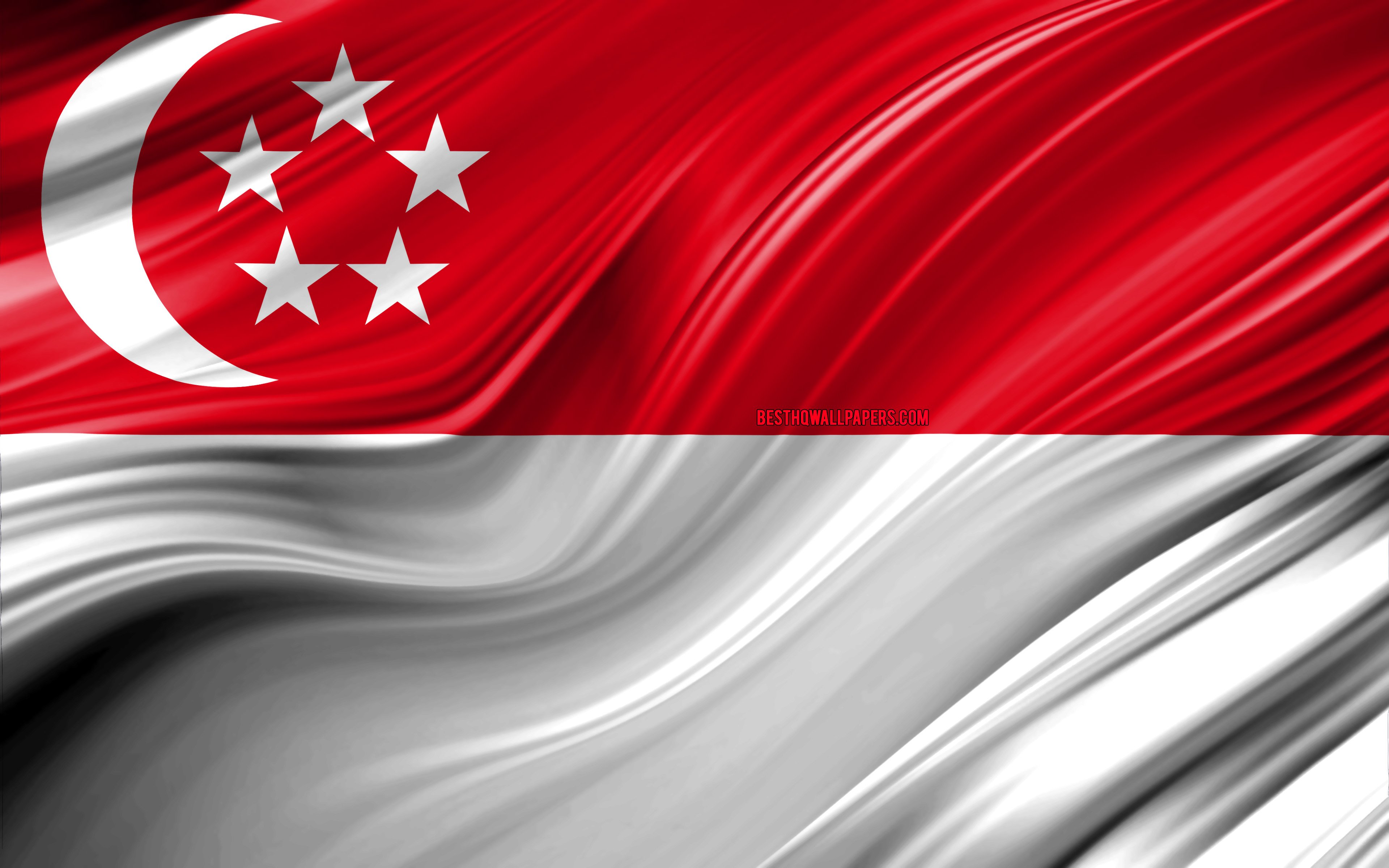 Download wallpaper 4k, Singapore flag