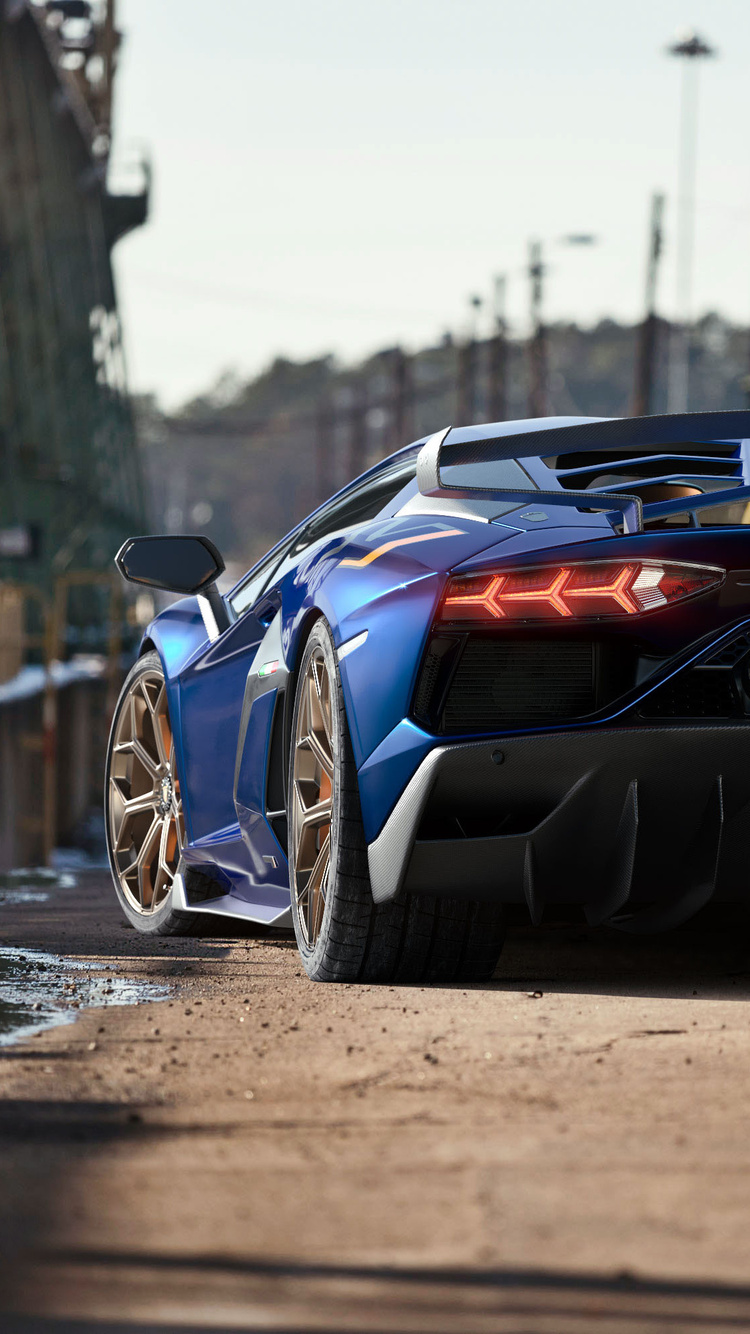Lamborghini Aventardor SVJ Rear 4k iPhone 6, iPhone 6S, iPhone 7, HD 4k Wallpaper, Image, Background, Photos and Picture