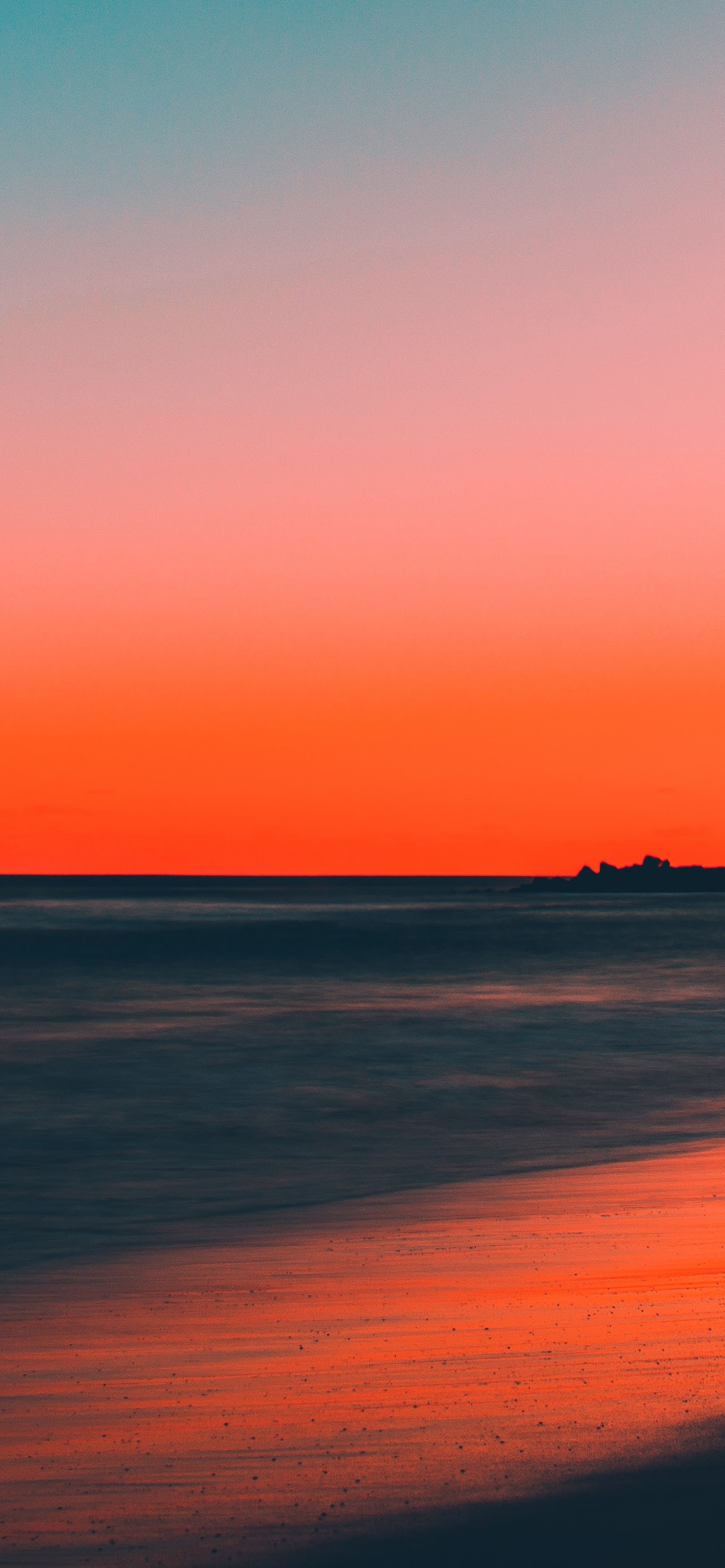 Sunset Beach Sea Horizon Scenery 8K