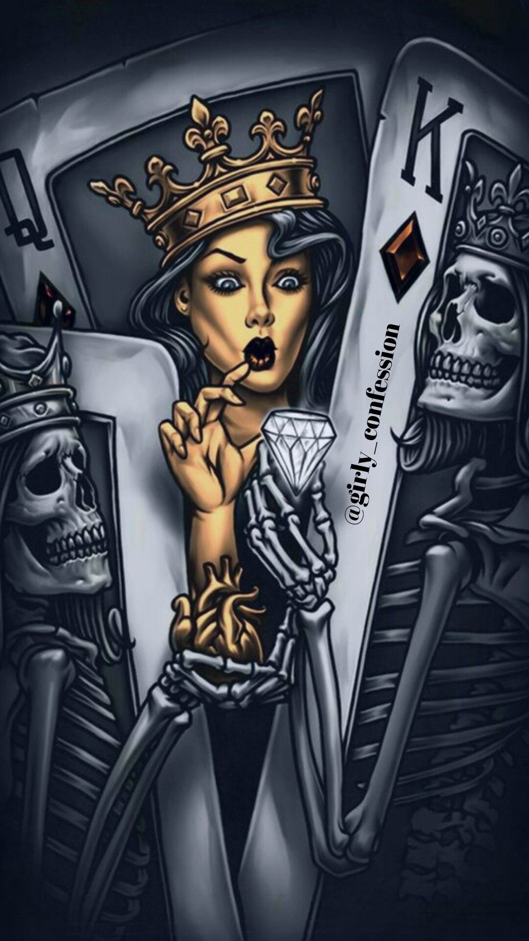 Card tattoo, Skull artwork, Skull art