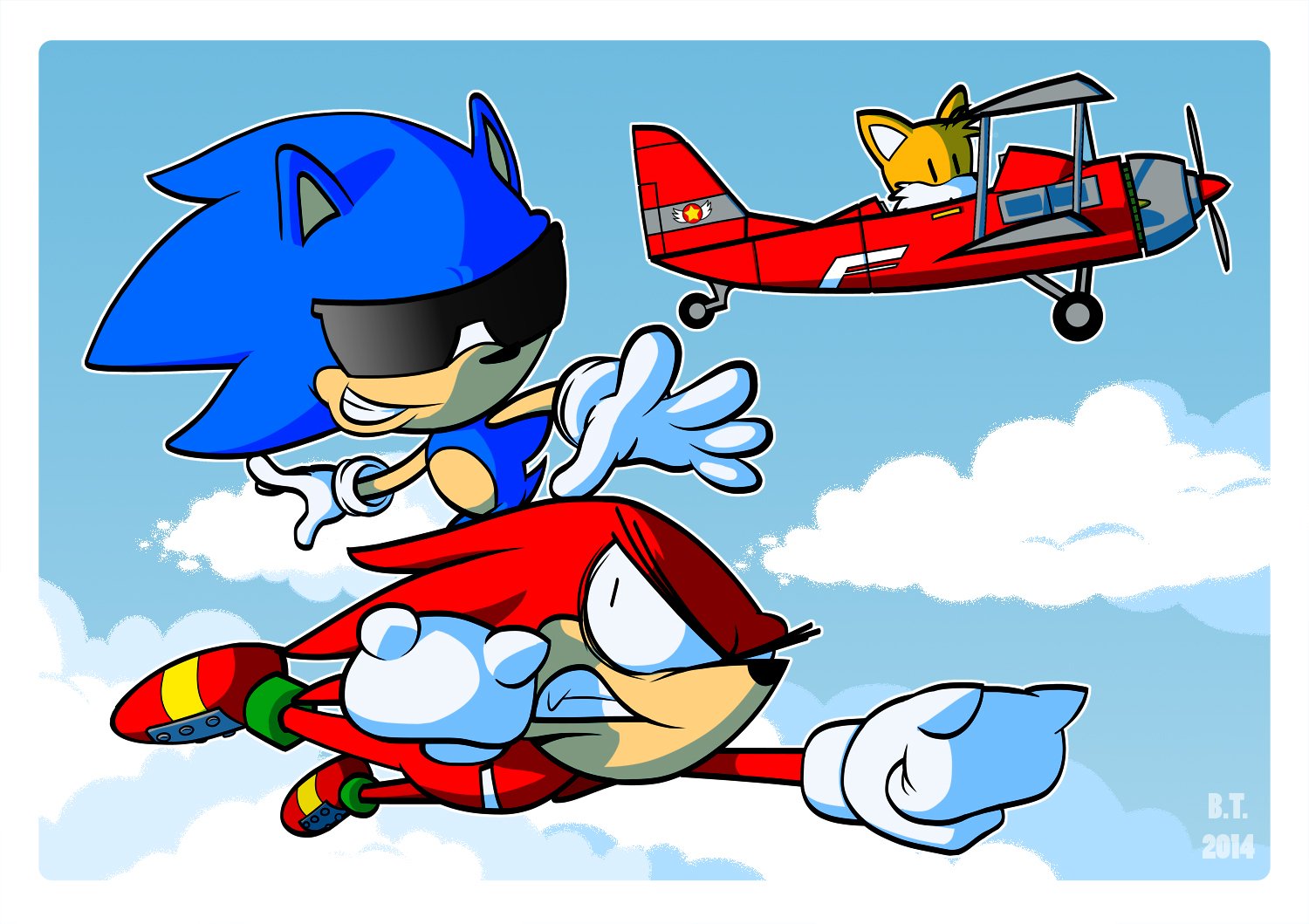 Classic Sonic Trio in Flight