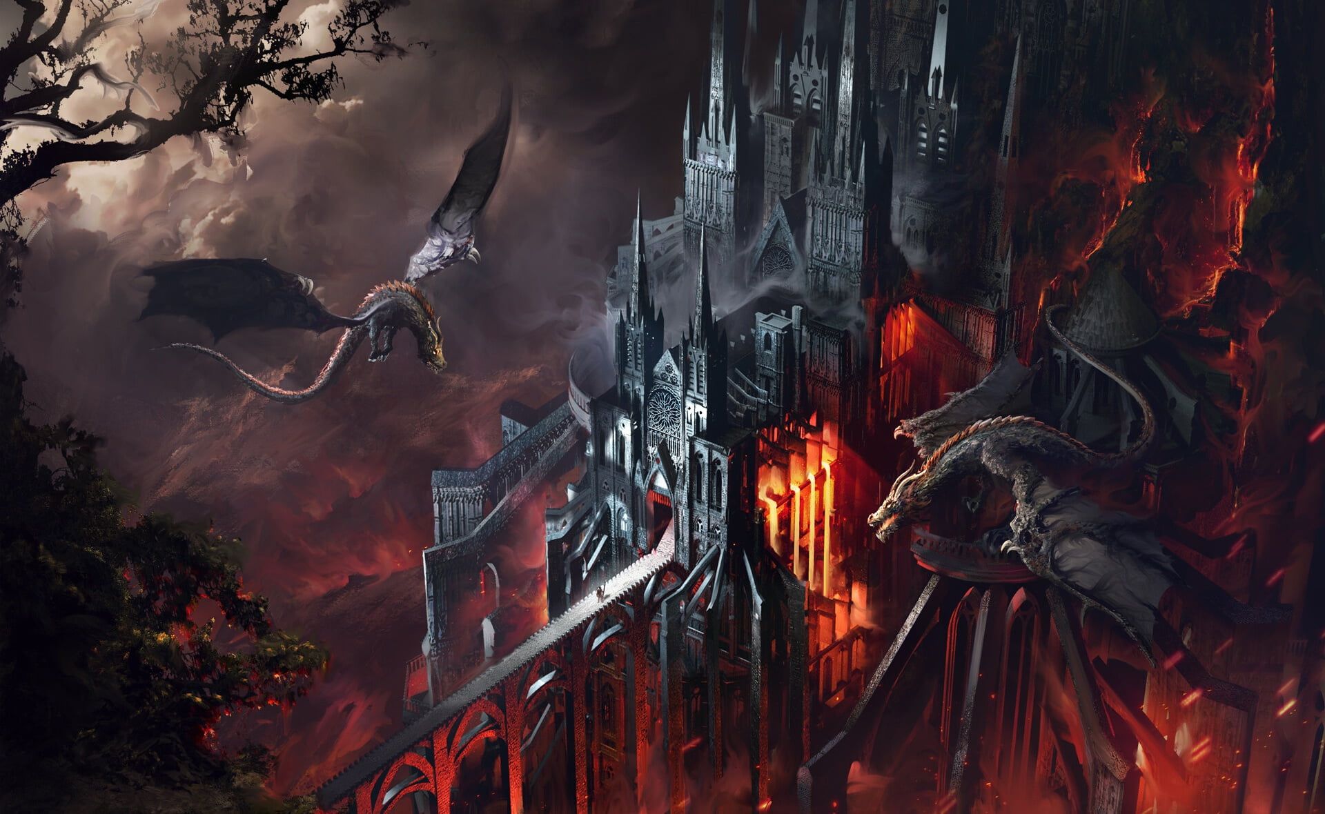 HD wallpaper: Fantasy, Dragon, Castle