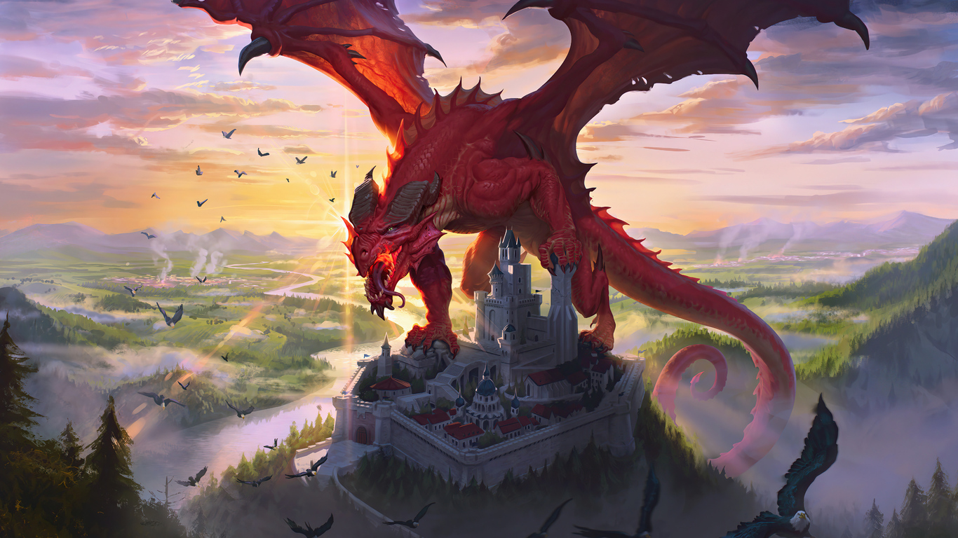 Red Dragon At Castle Laptop HD