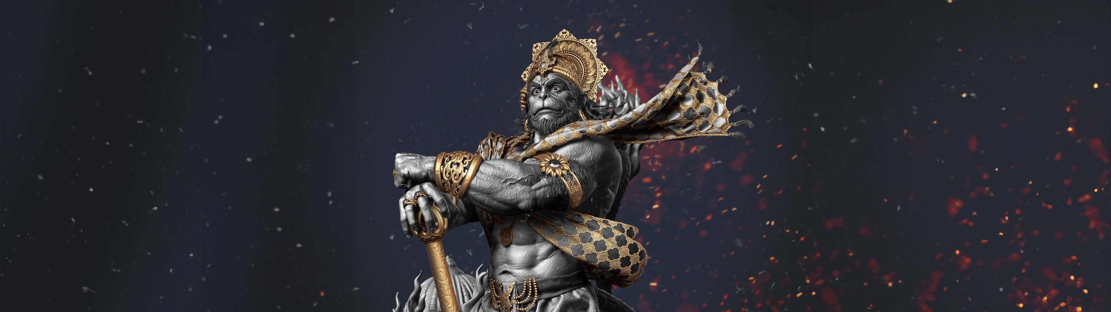 Lord Hanuman Wallpaper 4K, Digital Art