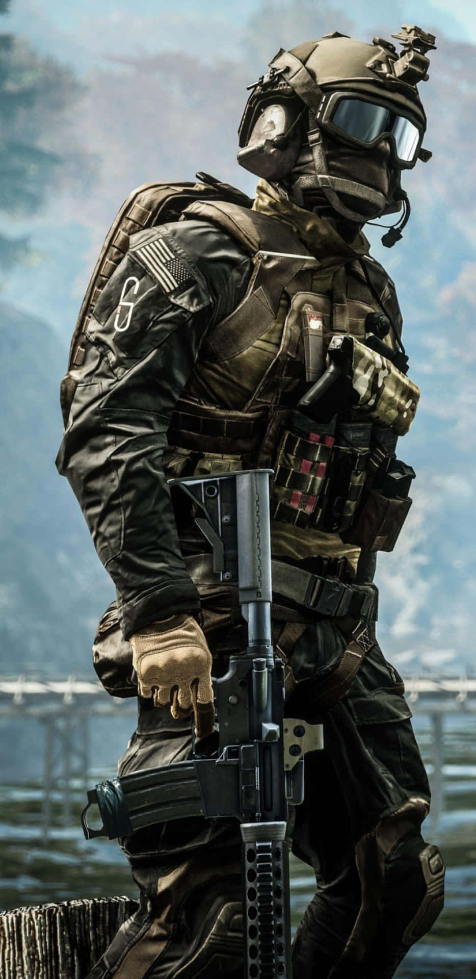 Download A Soldier With A Gun Standing