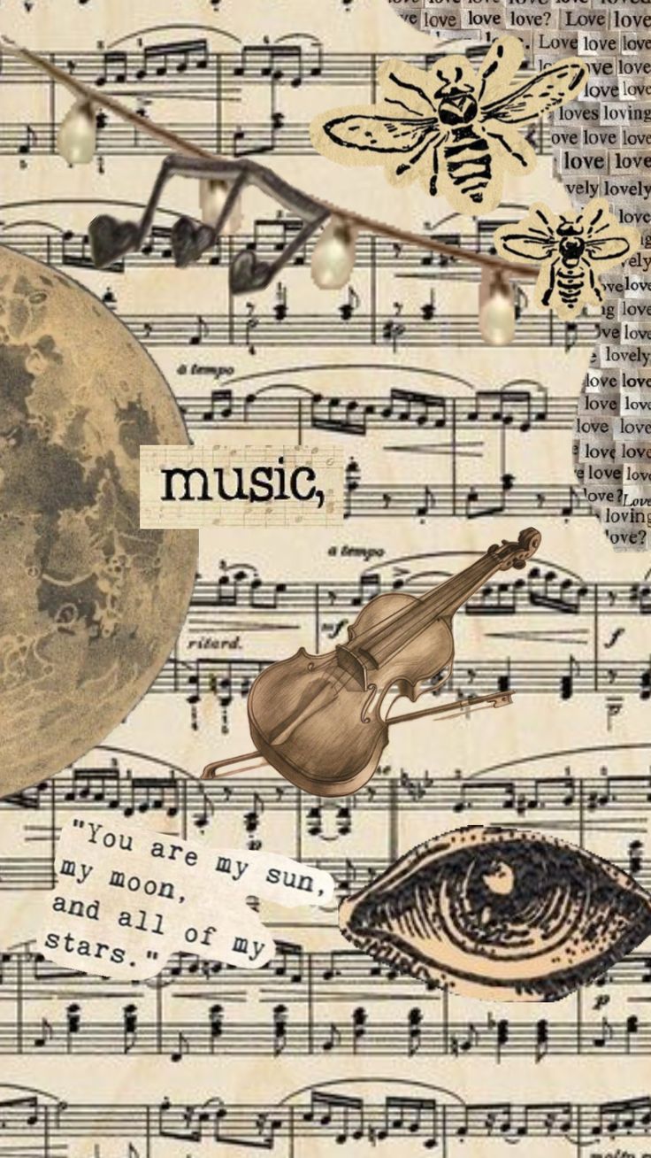 Music Wallpaper with Violin and Quotes