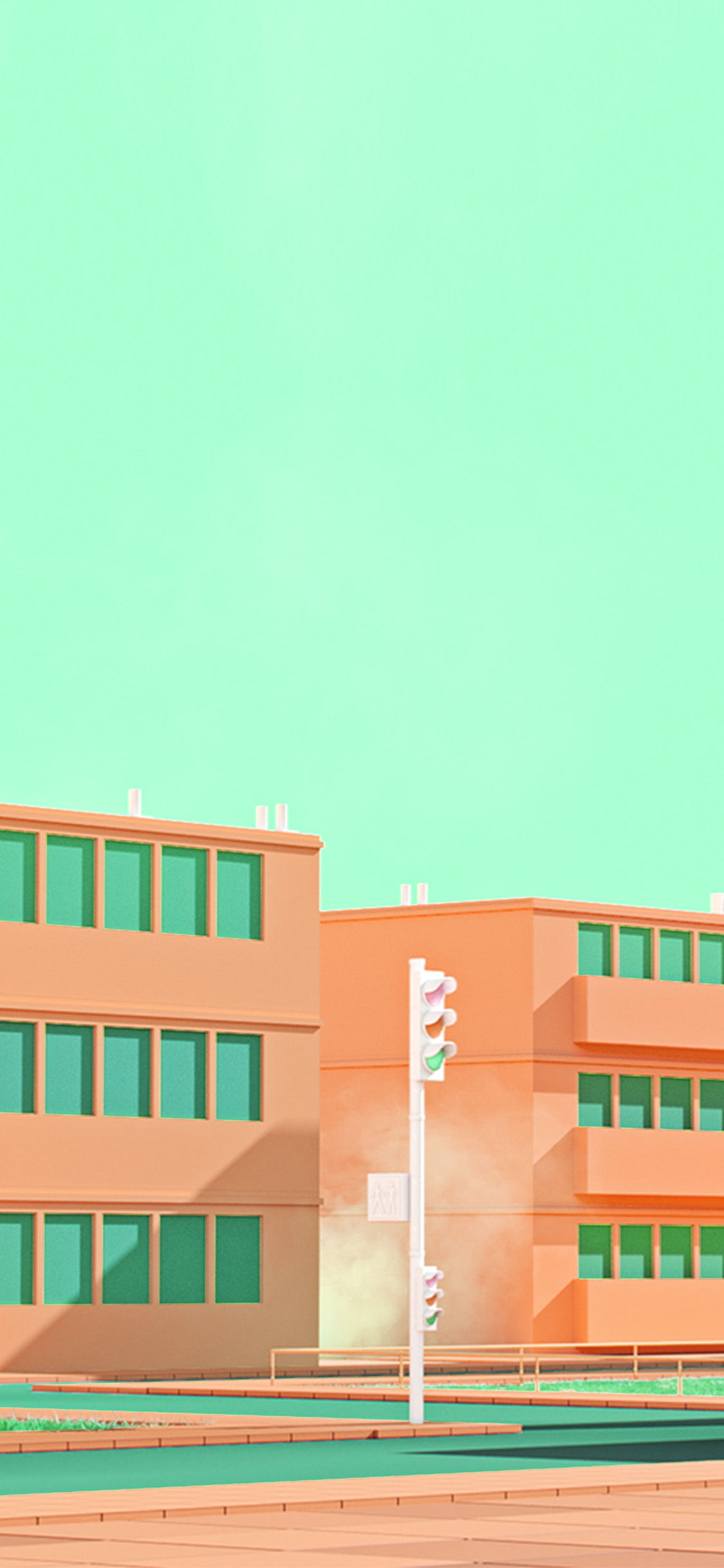 School Anime Illust Orange Minimal