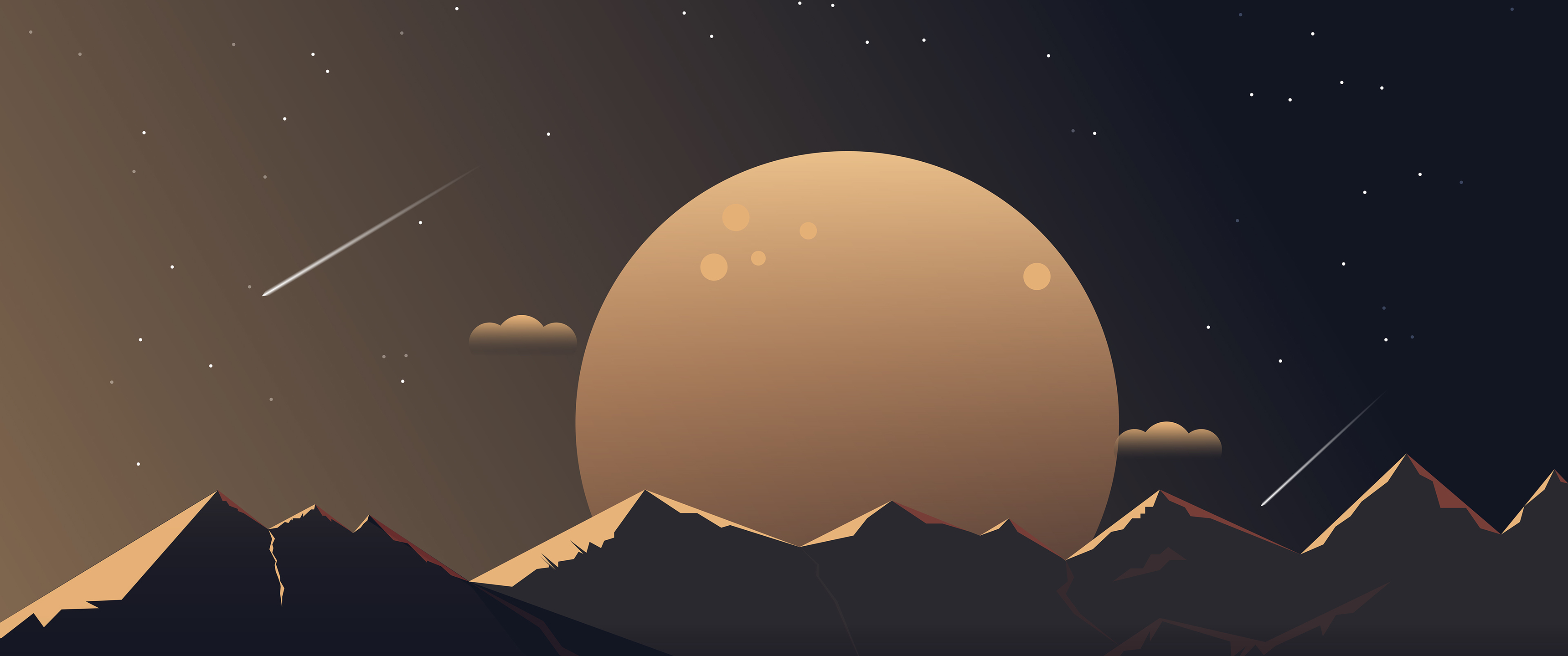 Minimalist Mountains Night 4k