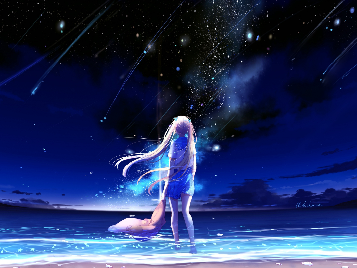 wallpaper 1400x1050 anime girl, outdoor