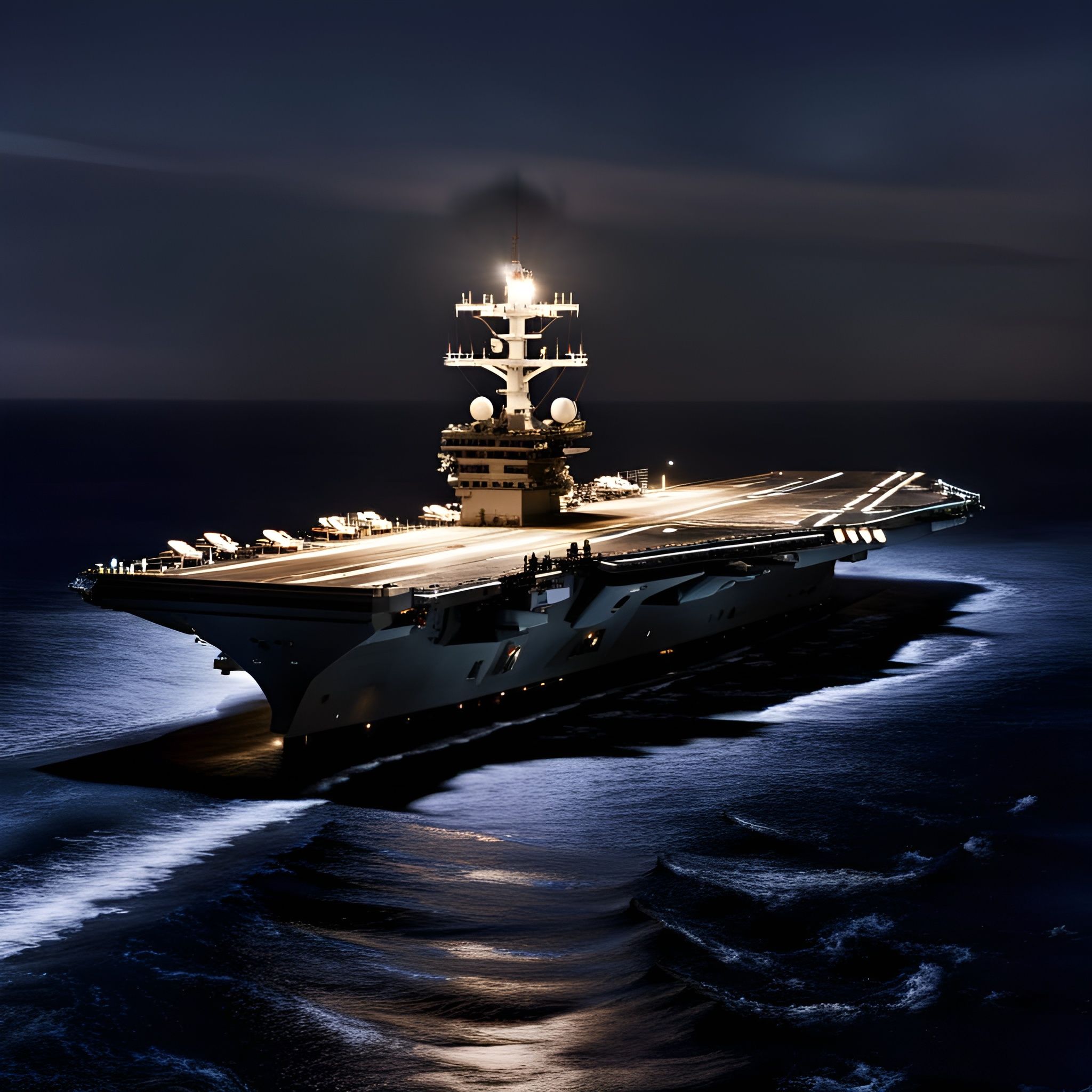 U.S. Navy Aircraft carrier at night