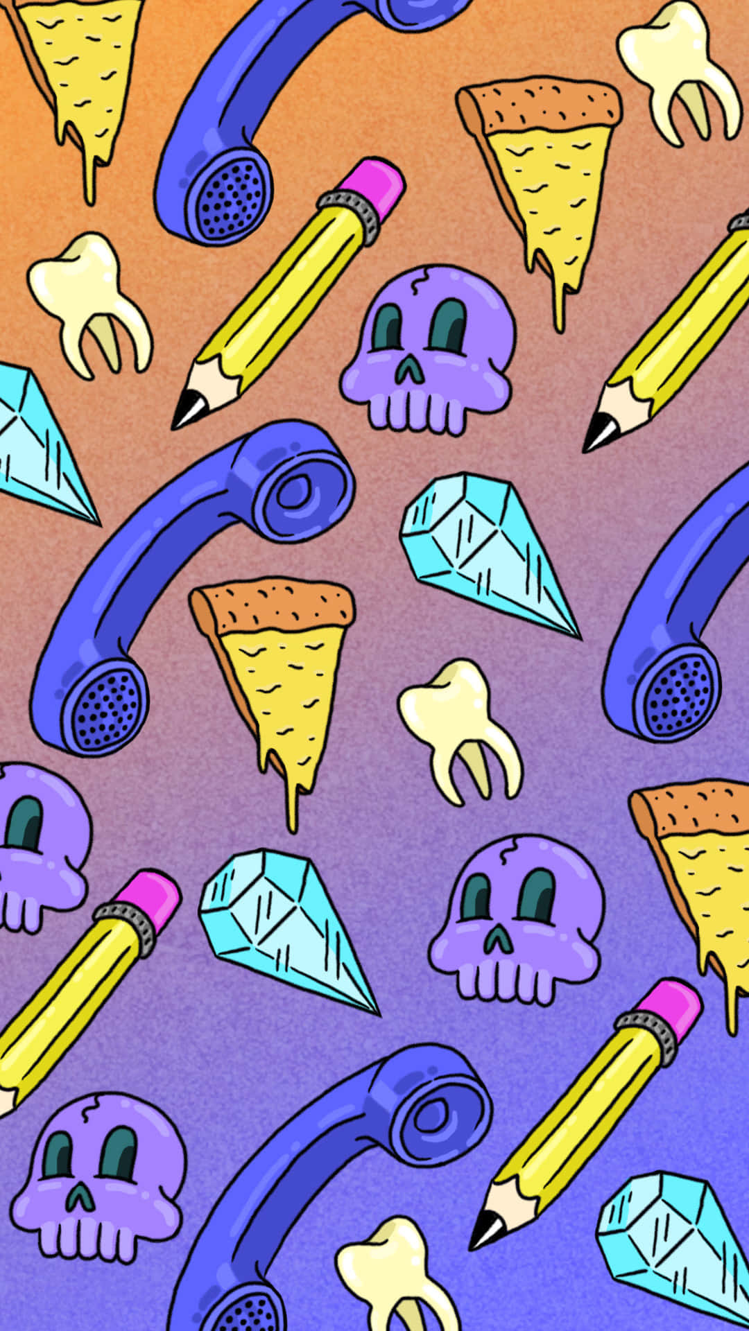 Pattern Of A Pizza, Phone, Pencil