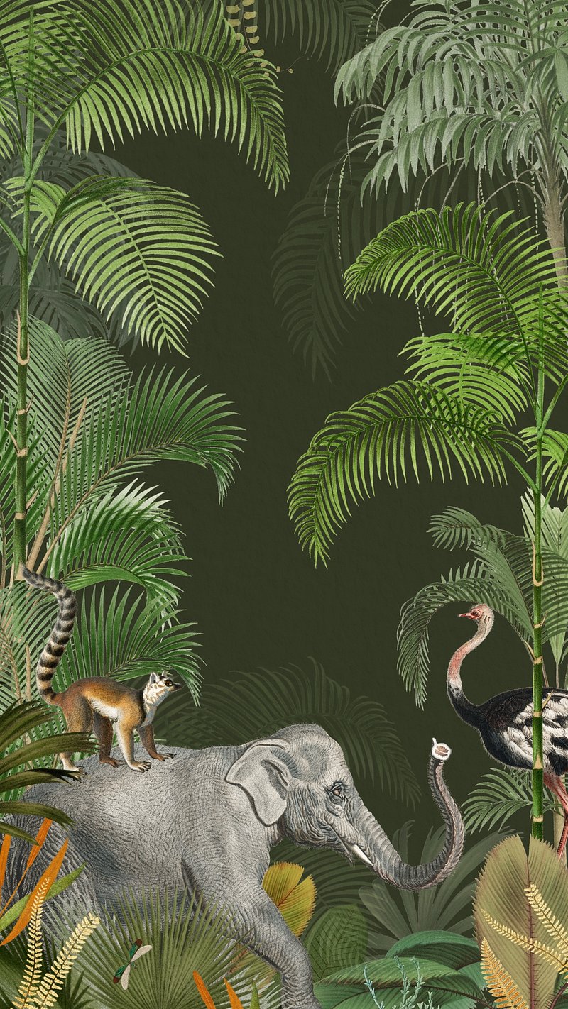 Wild animals pattern phone wallpaper
