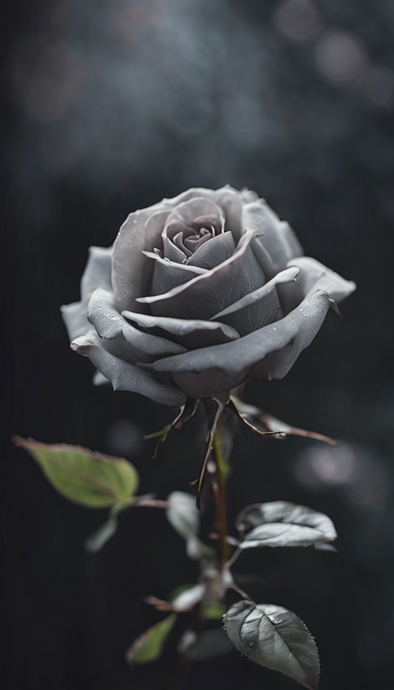 delicate gray rose blooming