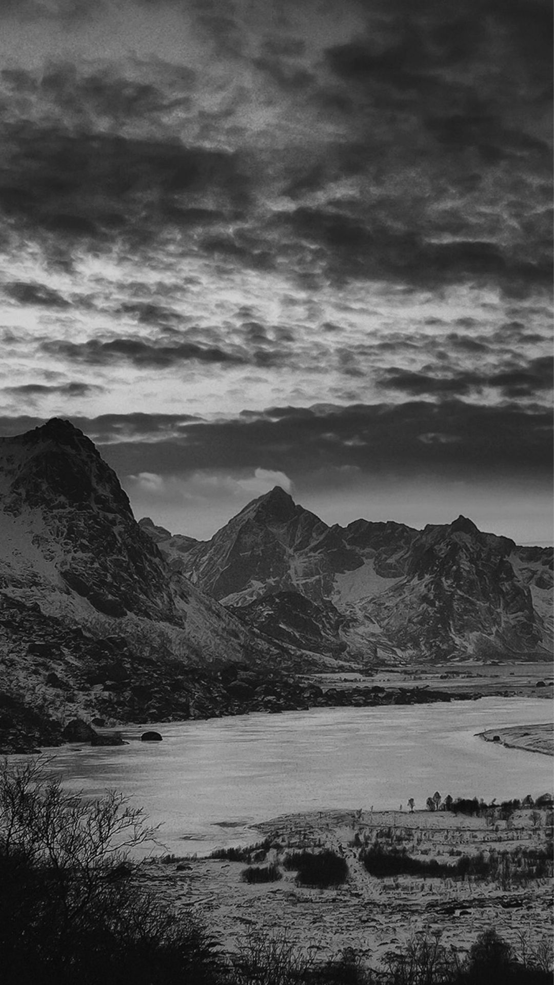 Snow lake, Landscape, iPhone 5s wallpaper