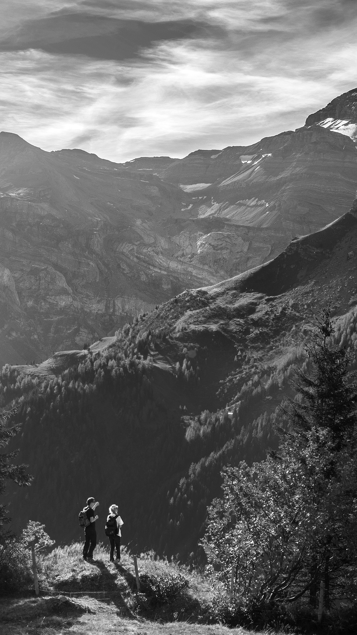 Landscape Mountain View Sky Dark Bw