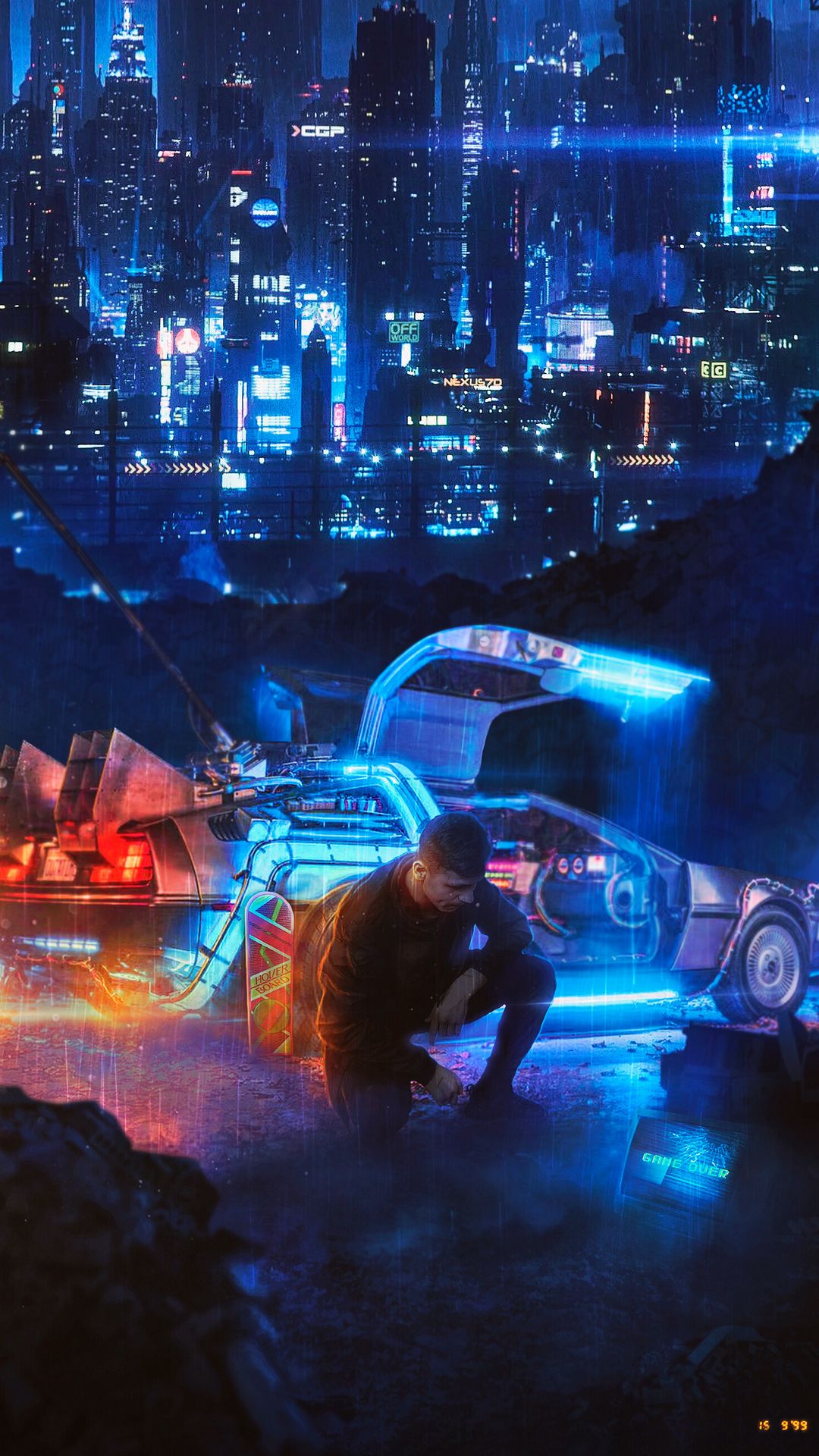 Download wallpaper 1080x1920 man, car