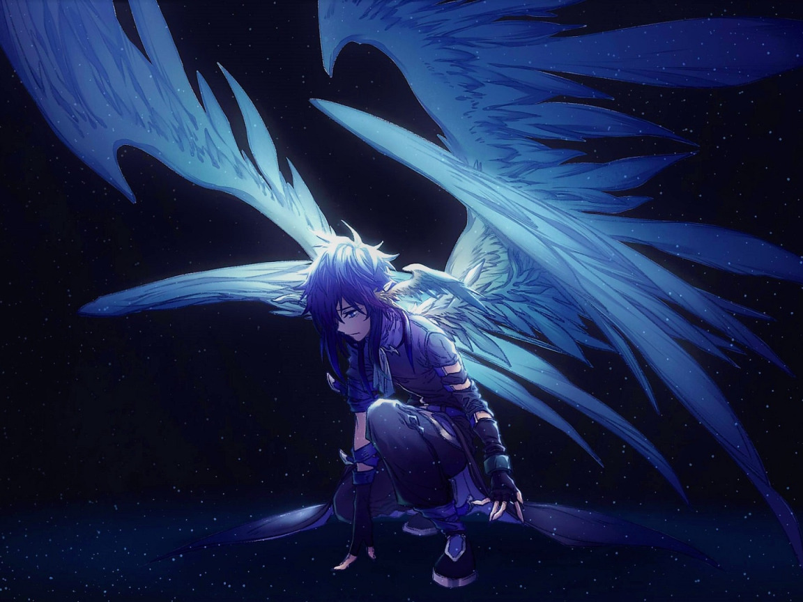 Download wallpaper night, angel, guy