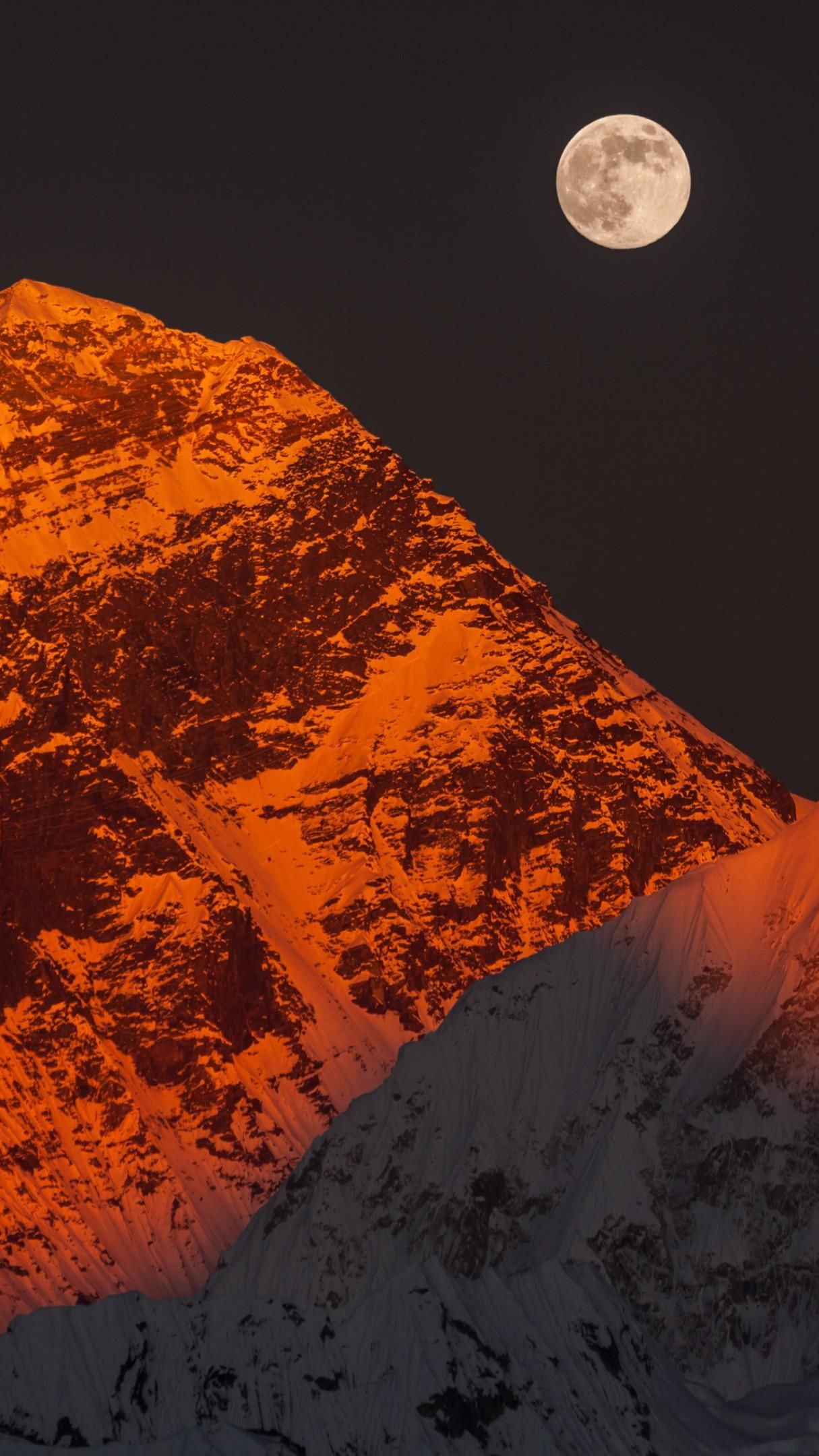 The Moon On The Snow Capped Peaks