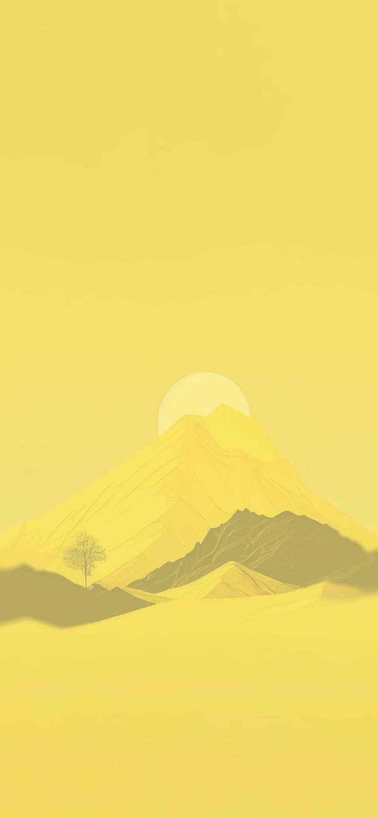 Sun & Mountain Yellow Aesthetic Wallpaper