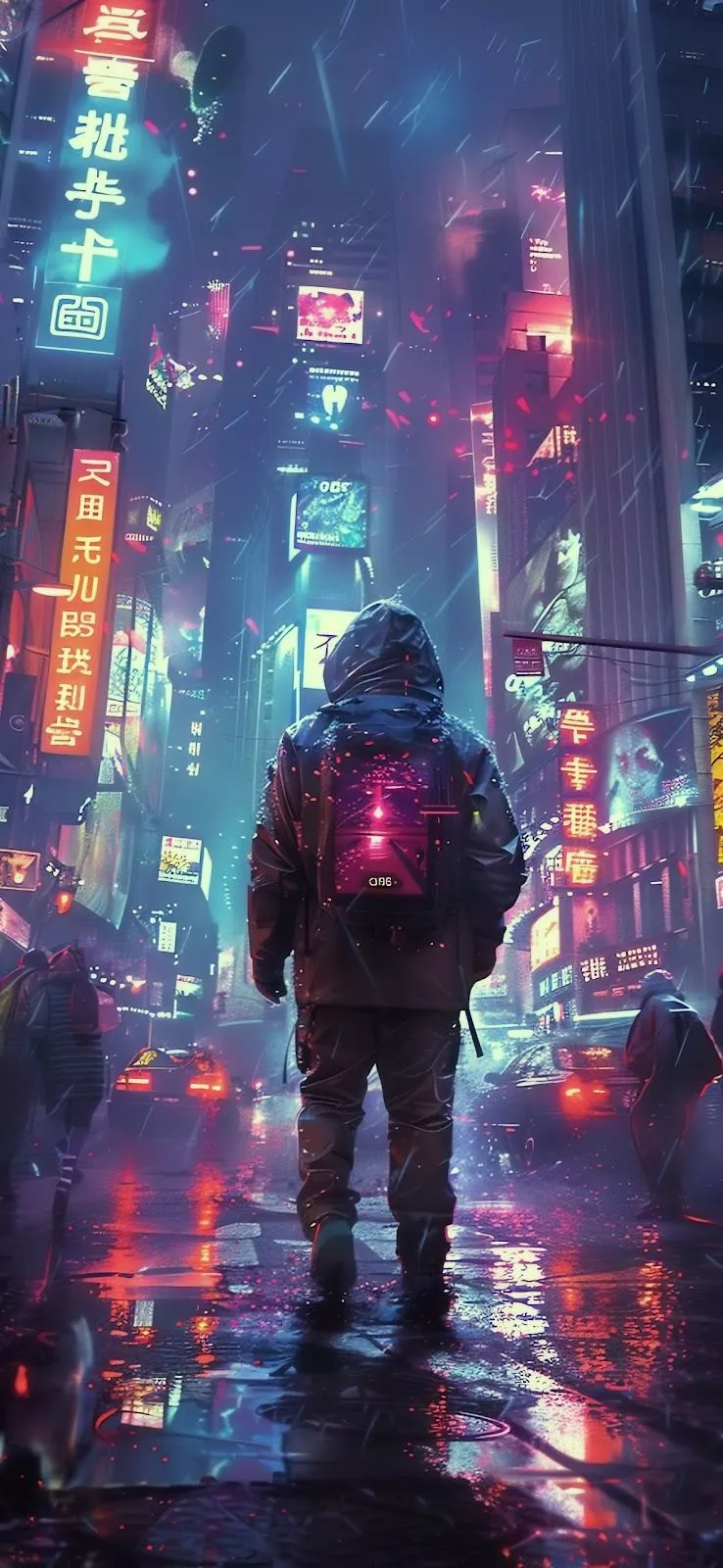 Illuminated Cyberpunk Cityscape