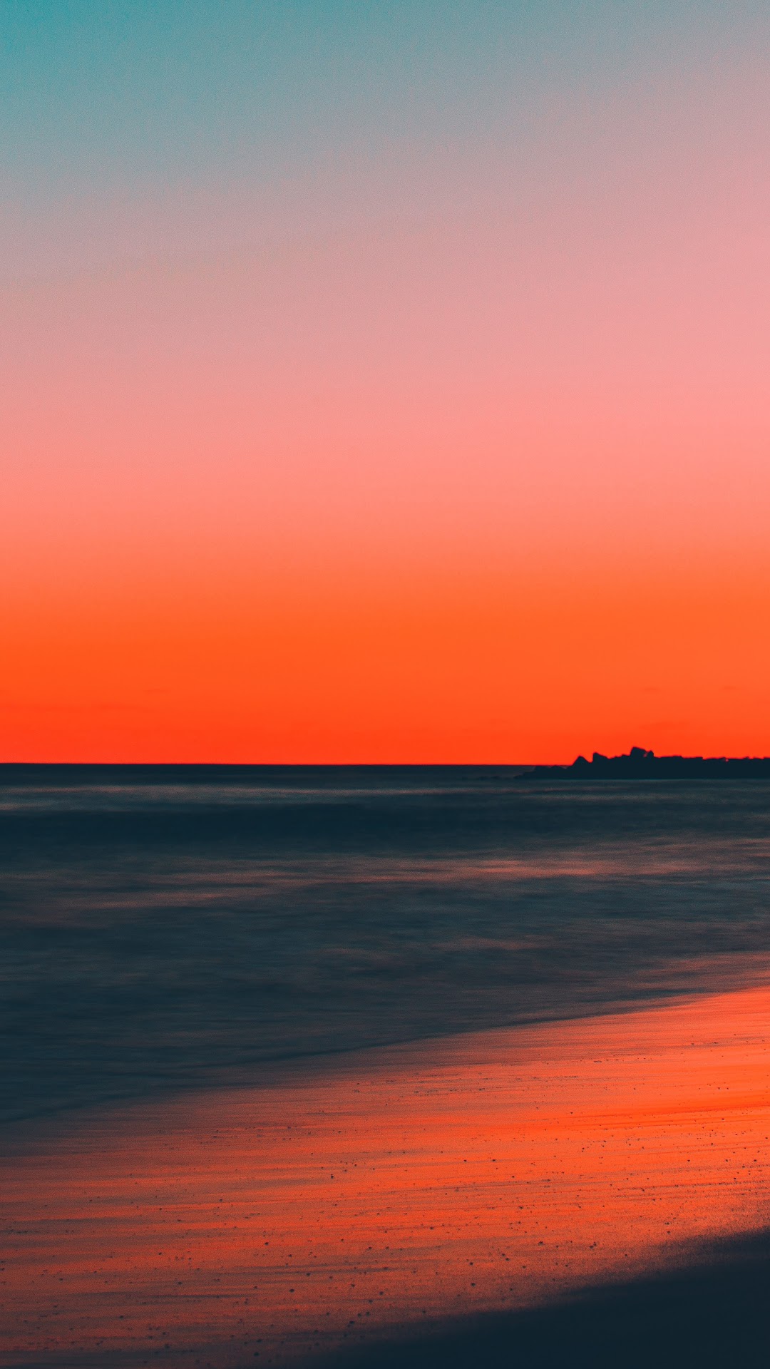 Sunset Beach Sea Horizon Scenery 8K
