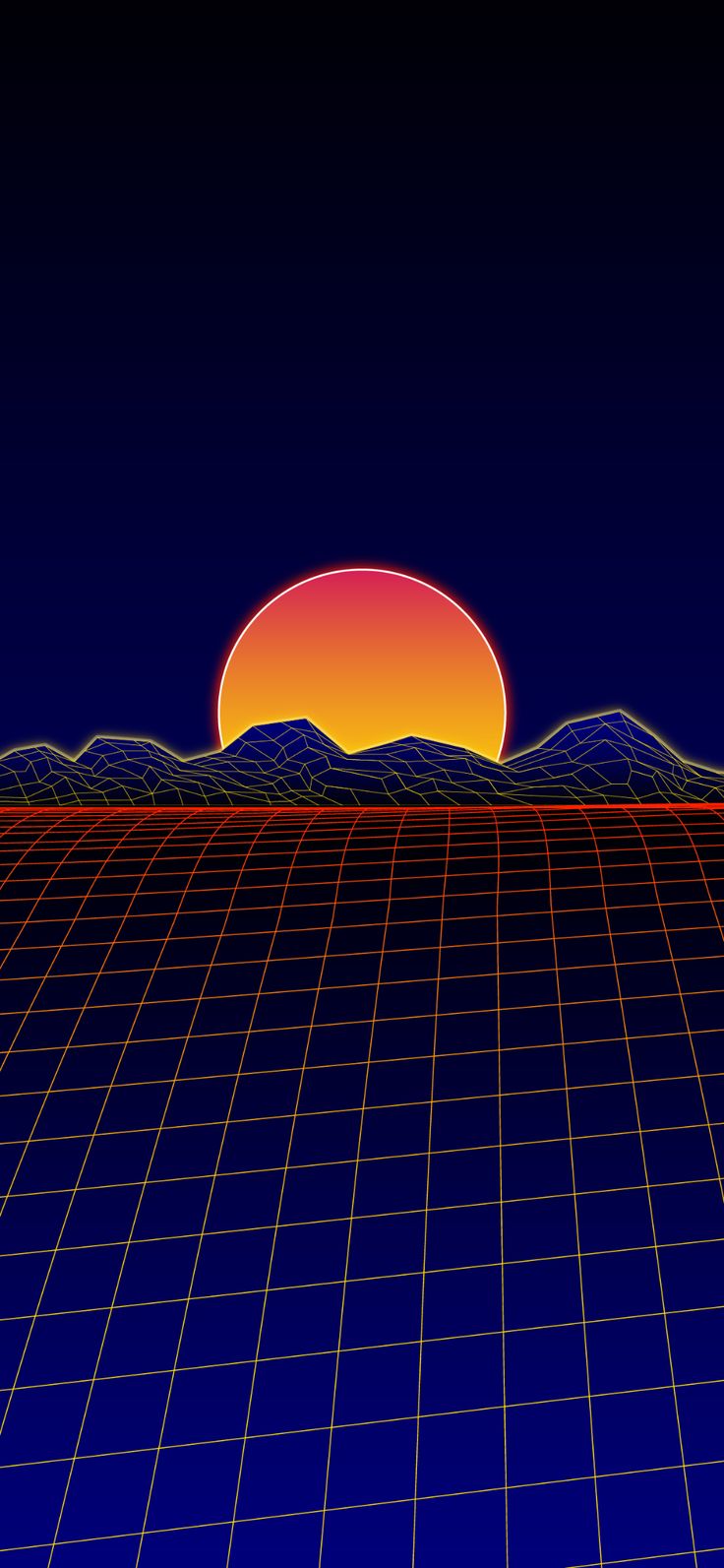 Retro wave sunset phone wallpaper