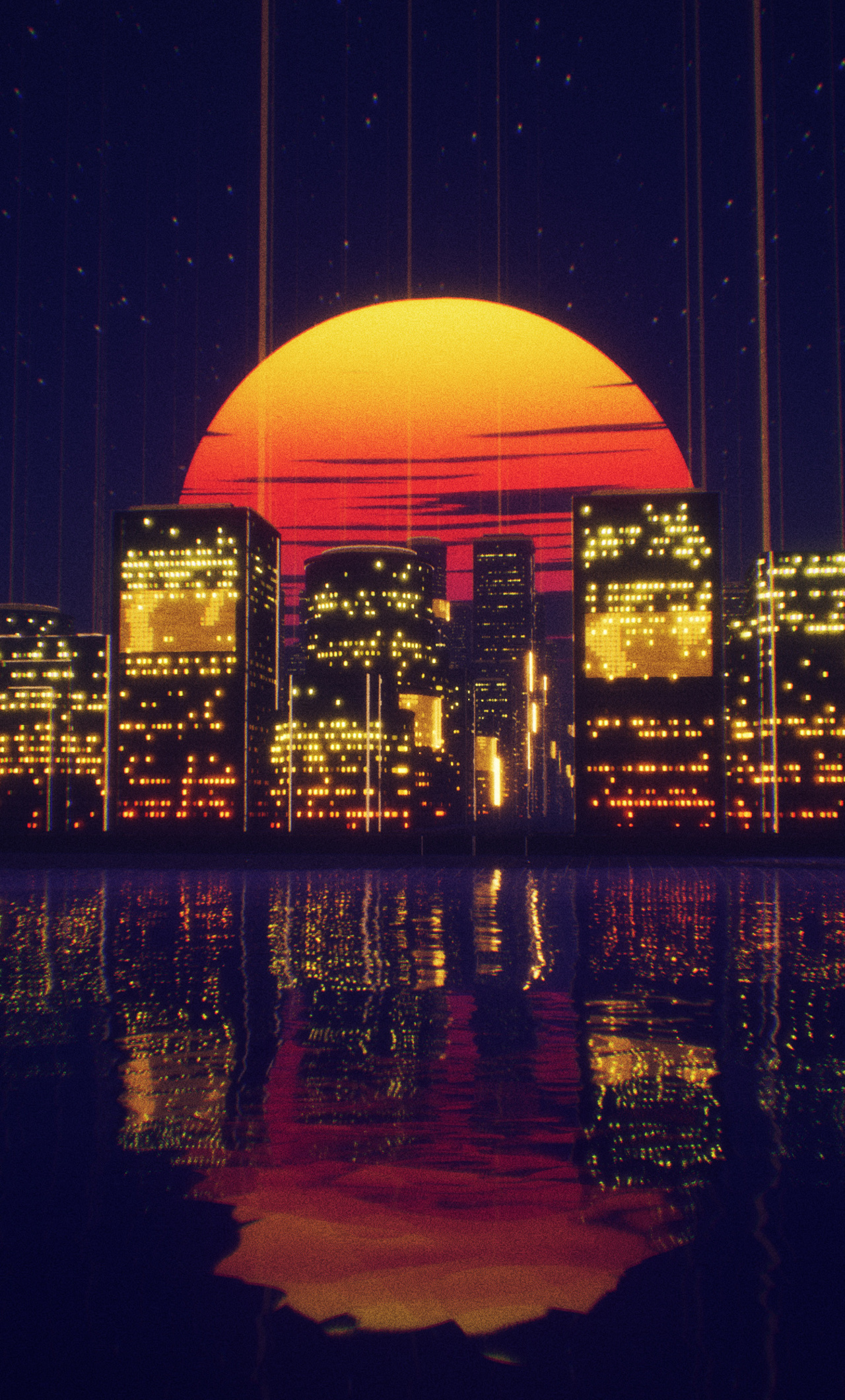 Abstract City Retro Sunset