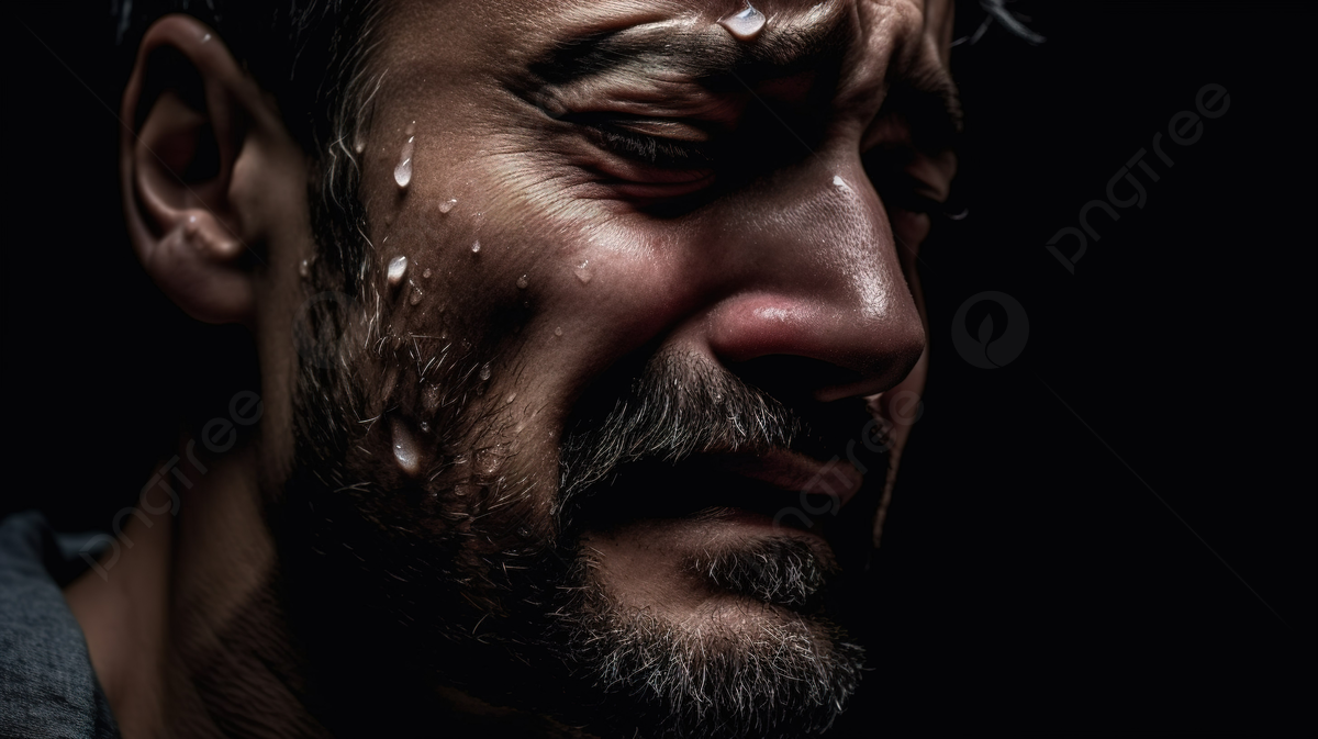 Tears And Tears On His Face Background