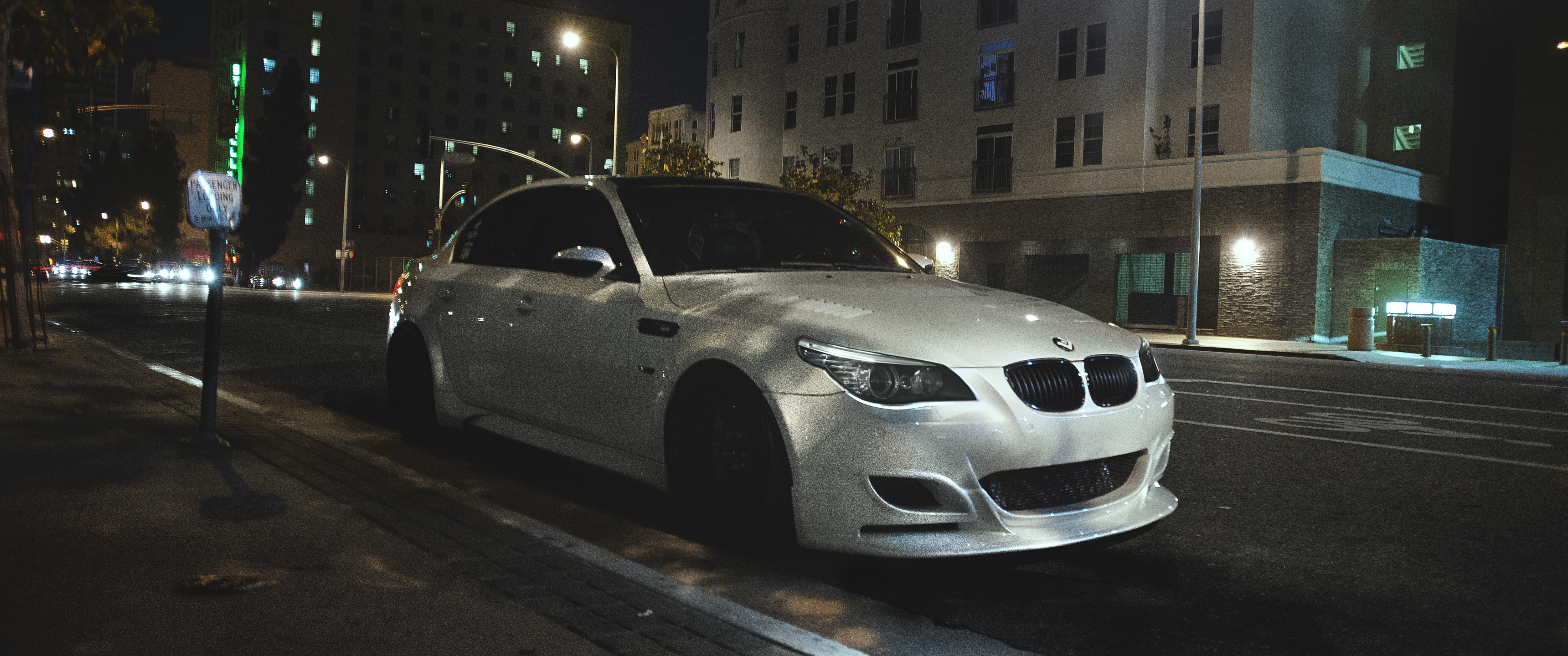 wallpaper BMW, City, Night, E60, M5