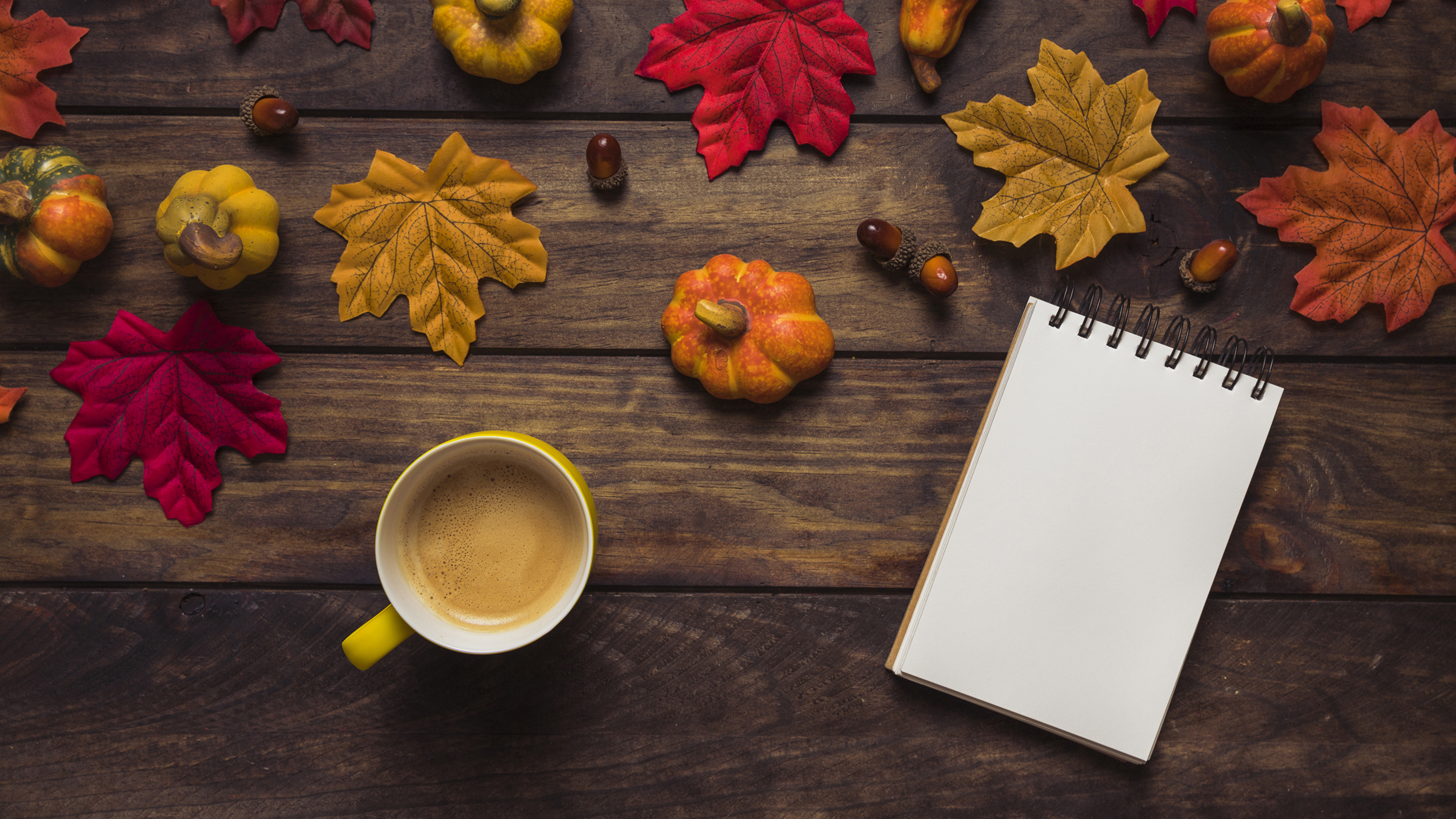 Leaf Notepad Autumn Coffee Pumpkin Cup